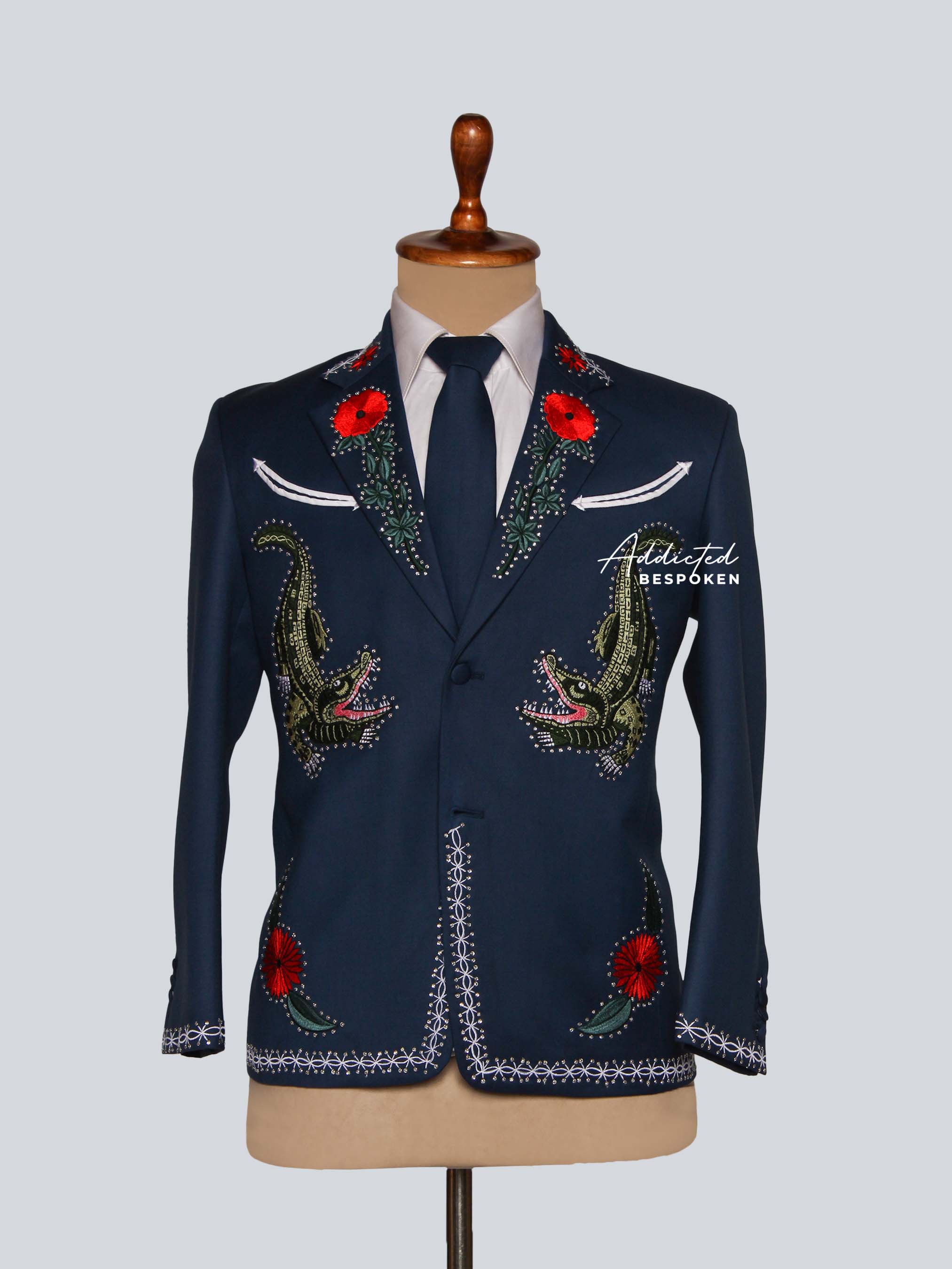 Crocodile Floral Embroidered Suit Addicted Bespoken
