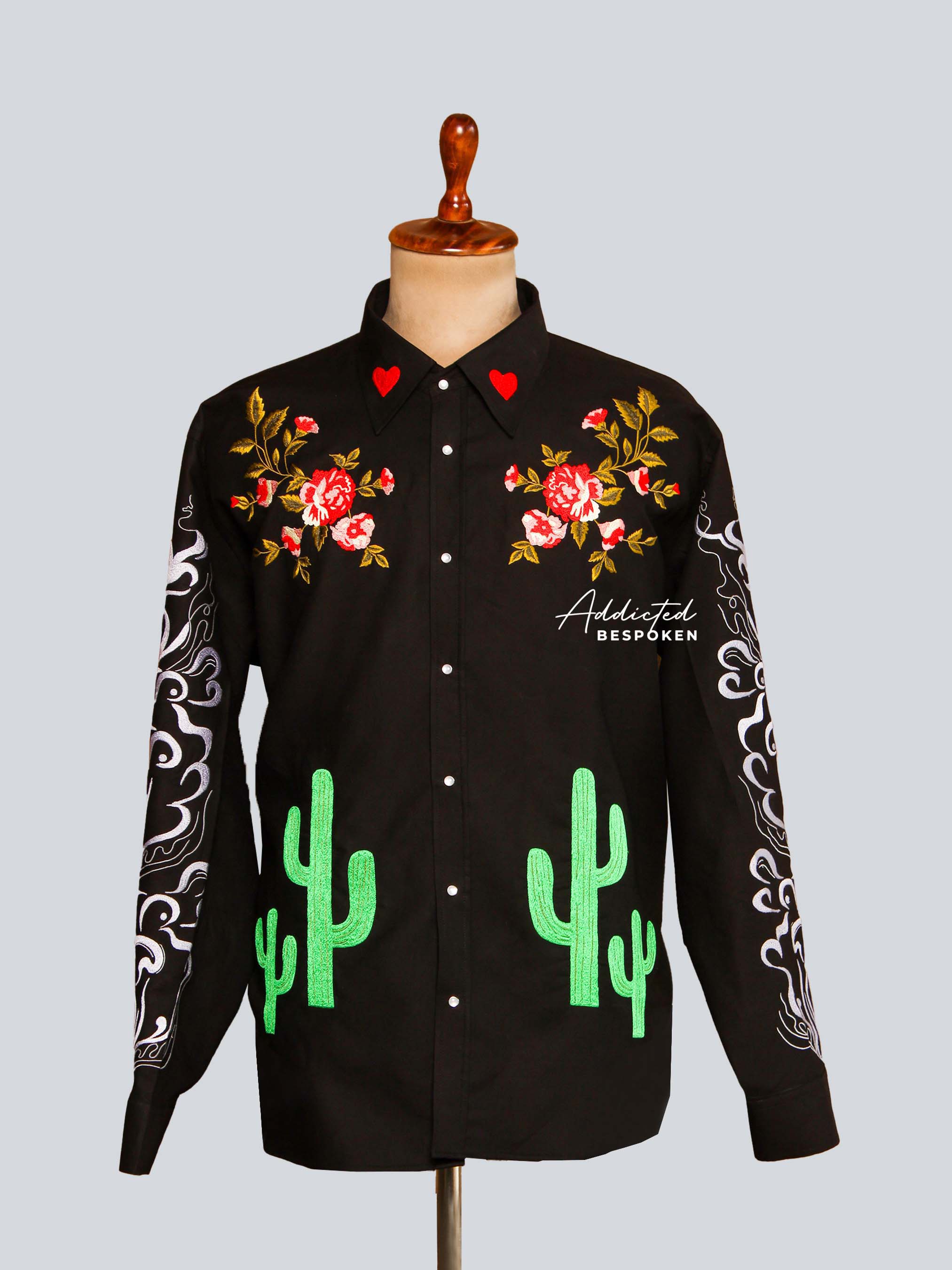 Western Floral Cactus Embroidered Shirt Addicted Bespoken