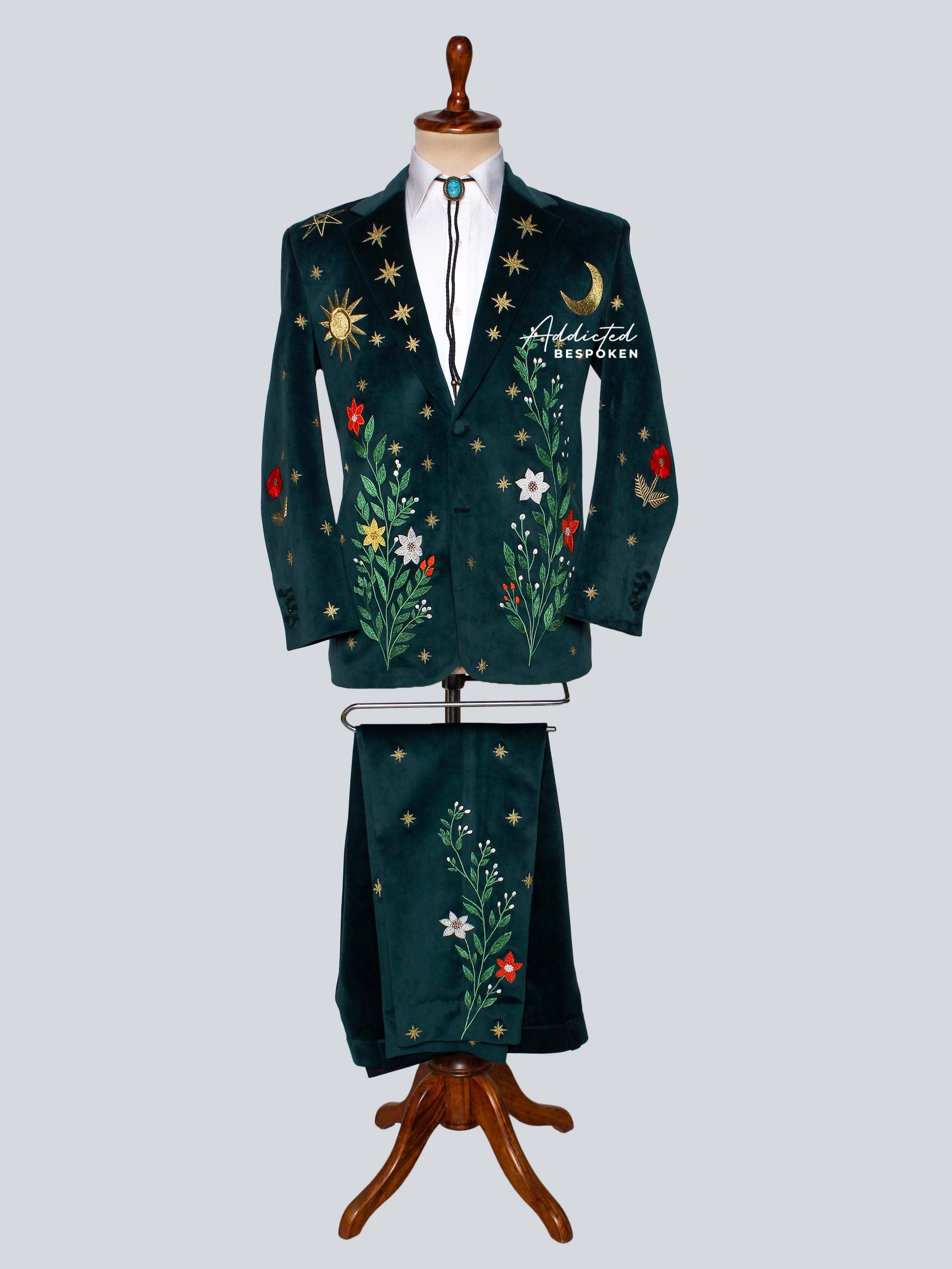 Celestial Embroidered Western Wedding Suit Addicted Bespoken
