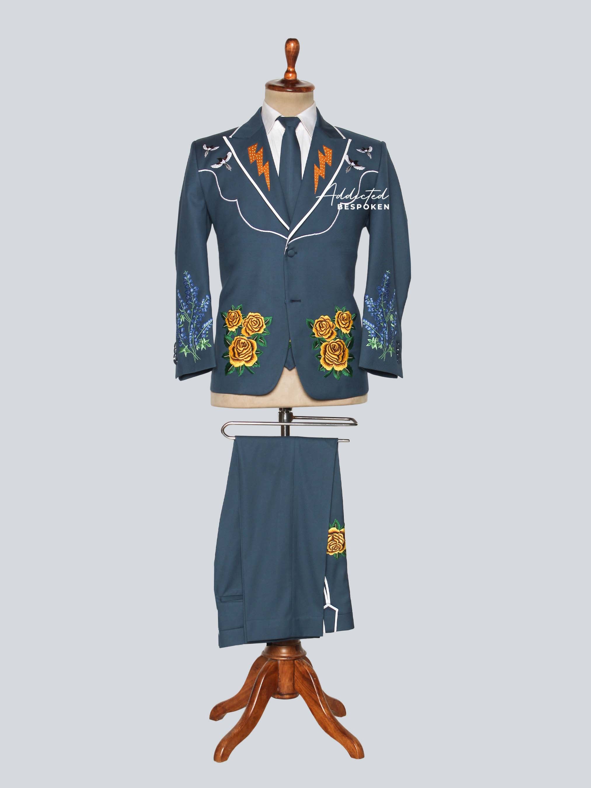 Western Rose Embroidered Suit Addicted Bespoken