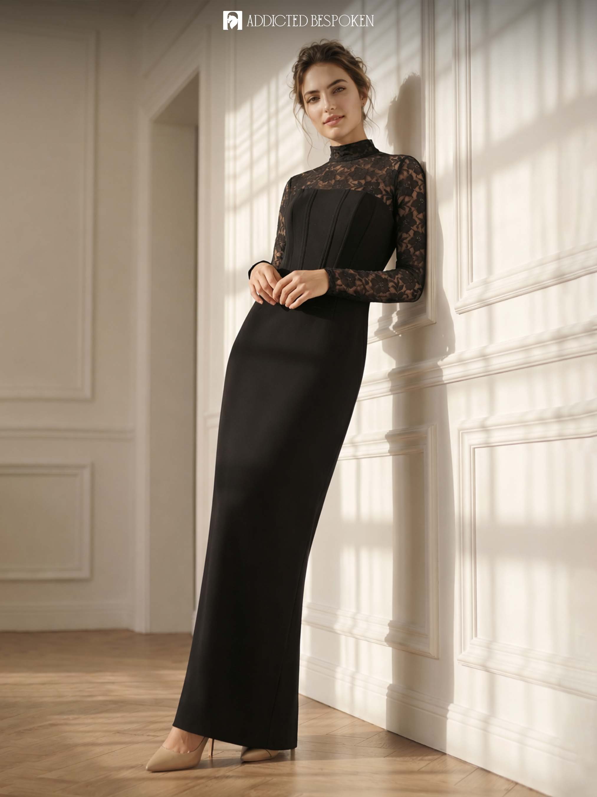 Lace Sleeve Evening Maxi Dress Addicted Bespoken
