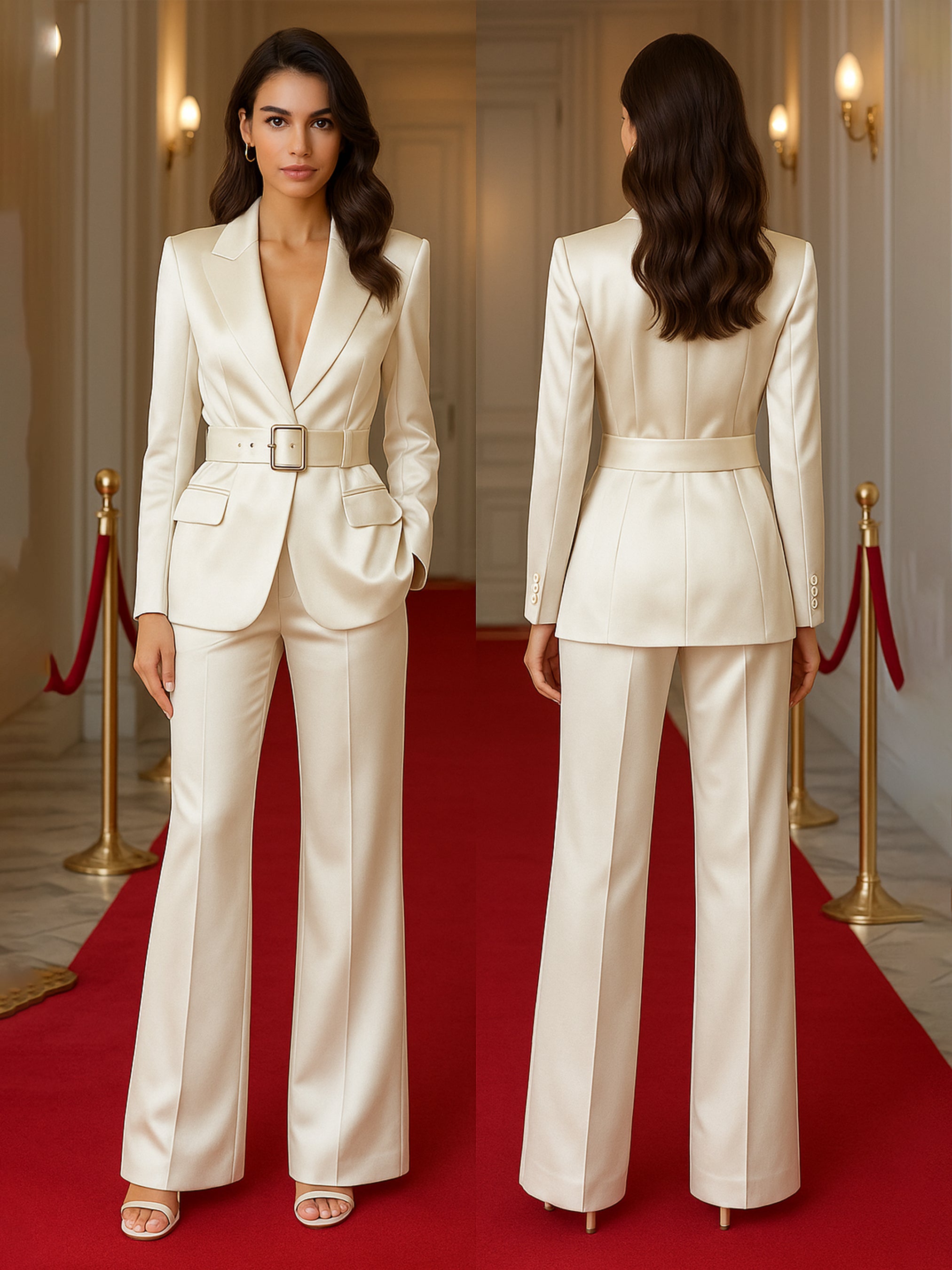 The Radiance Belted Satin Suit