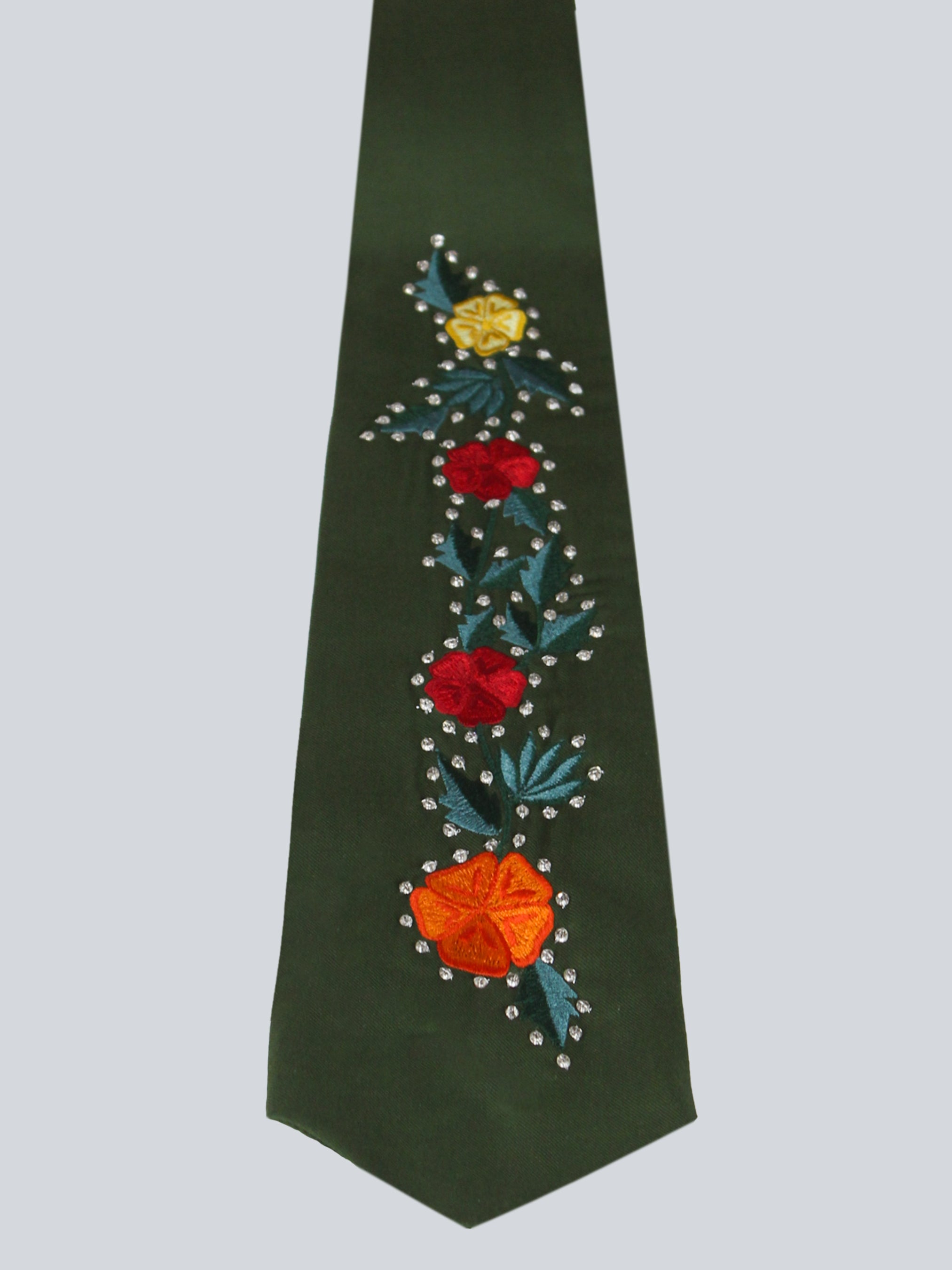 Green Floral Embroidered Tie
