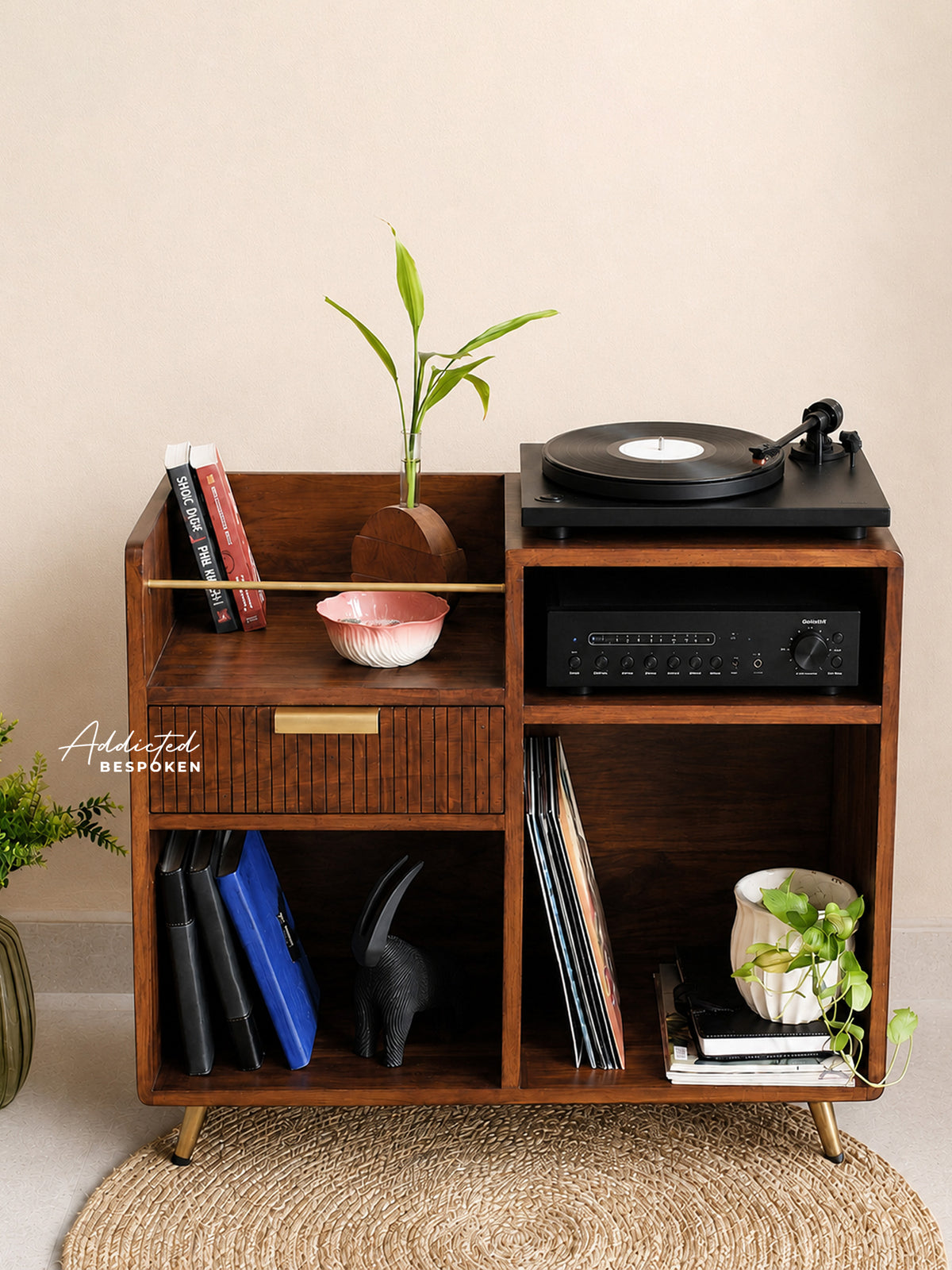 Wooden Record Player Stand