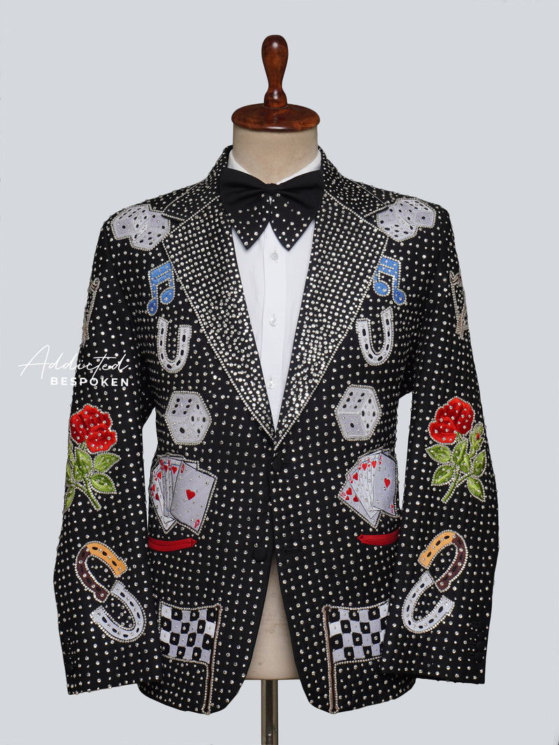 Floral embroidered blazer-Chocolate brown