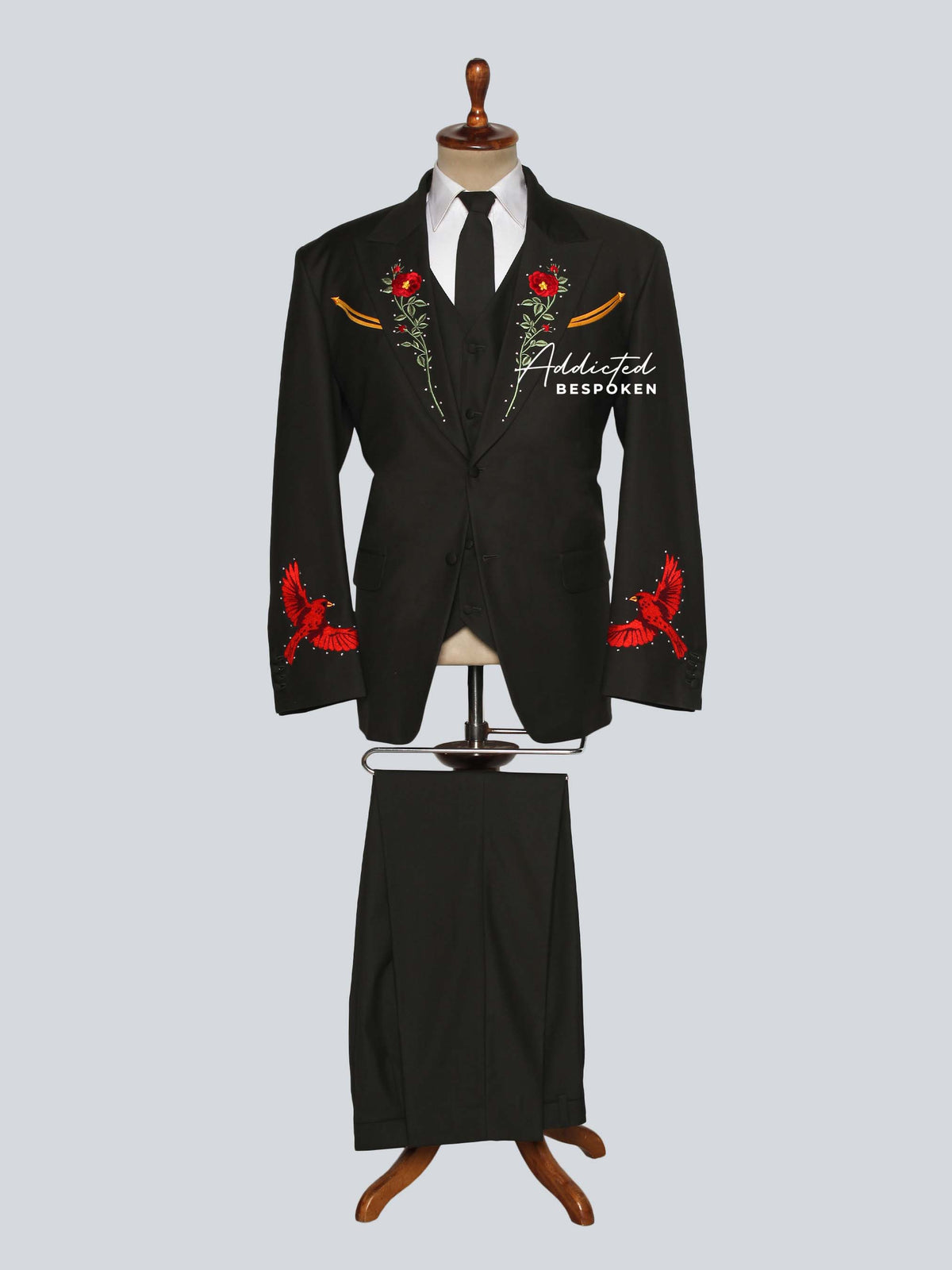 Black Embroidered Suits For Men