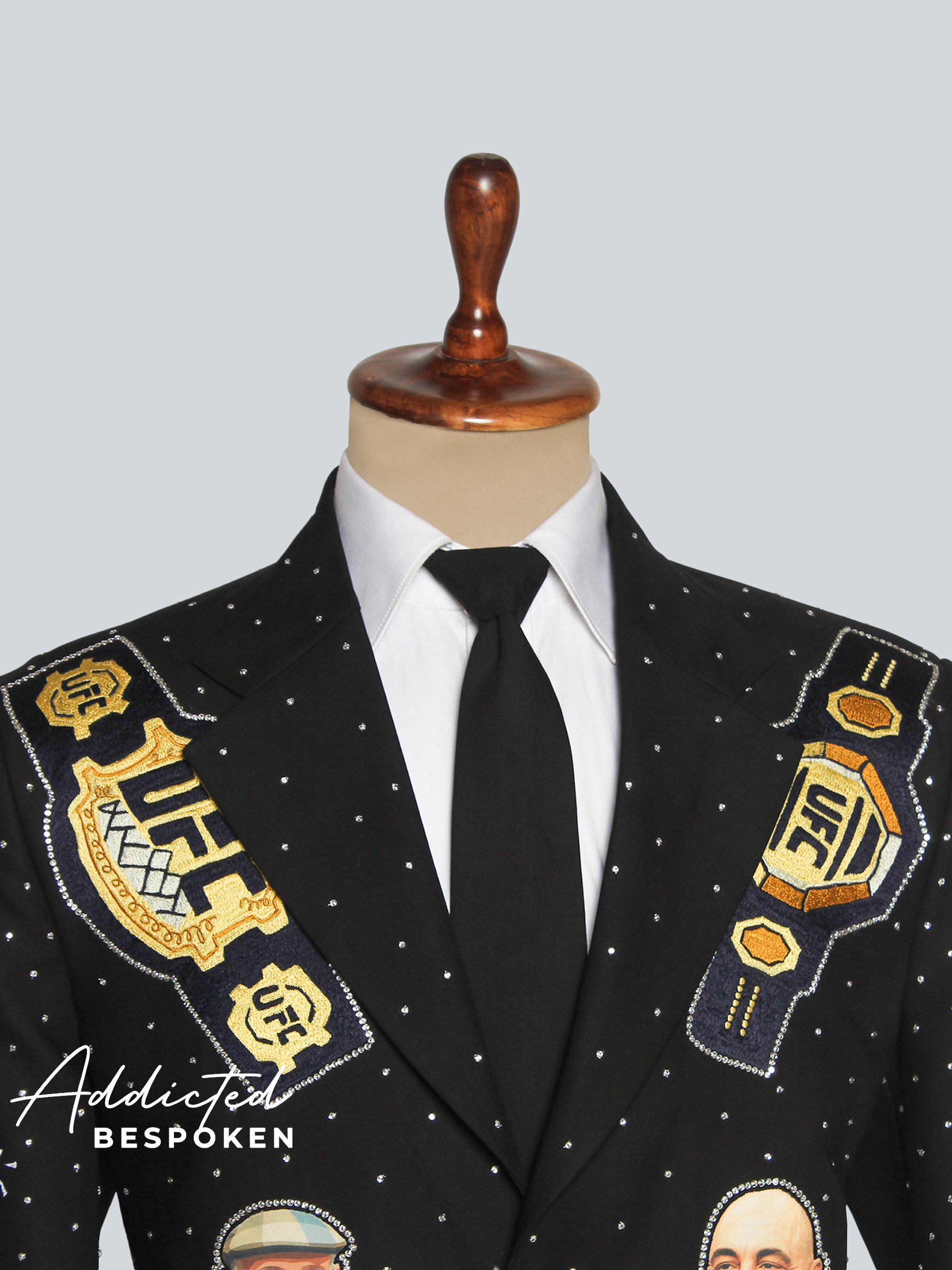 Black UFC-Inspired Portrait Embroidered Blazer Addicted Bespoken