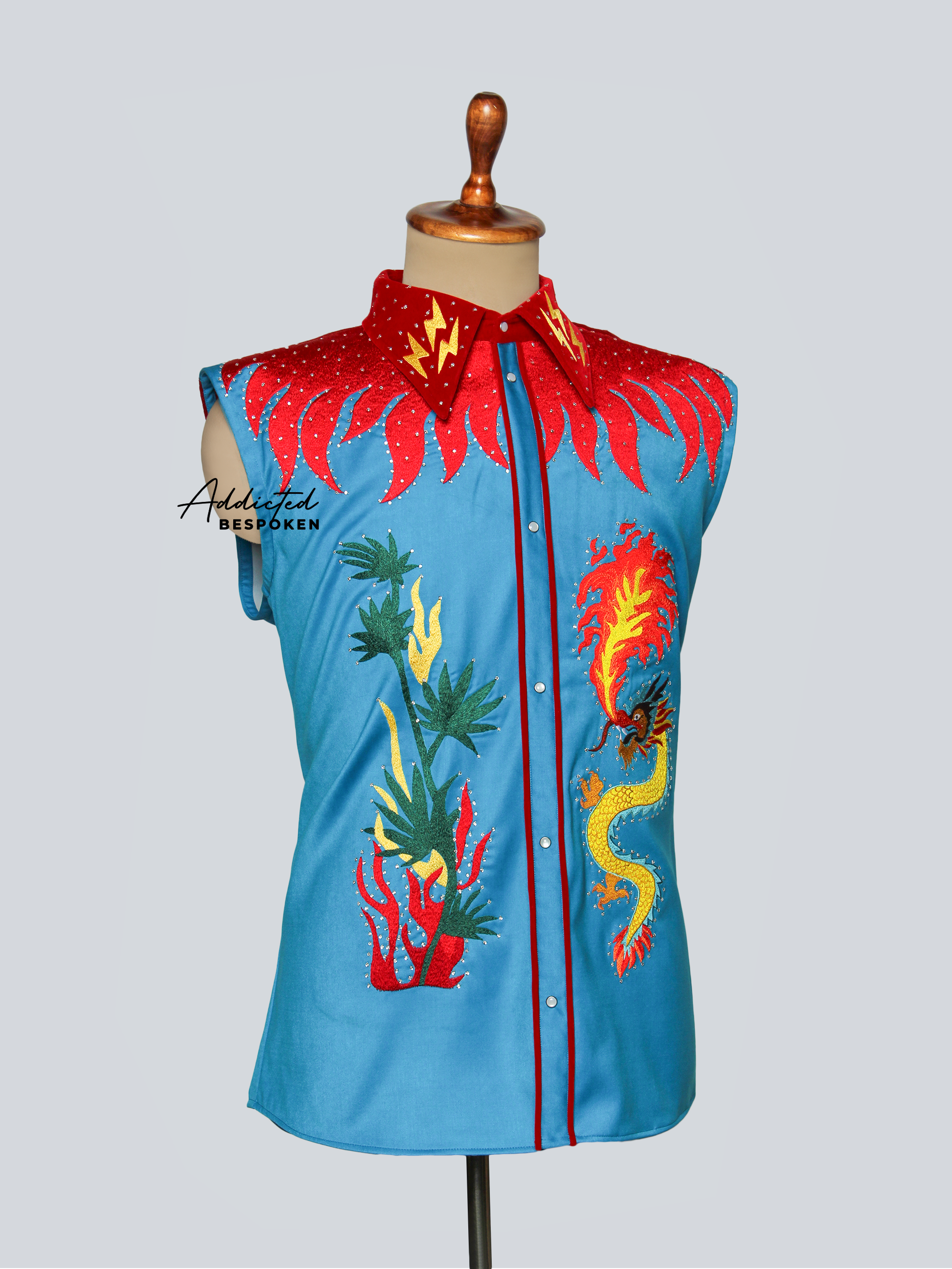 Crimson Dragon Embroidered Shirt Addicted Bespoken