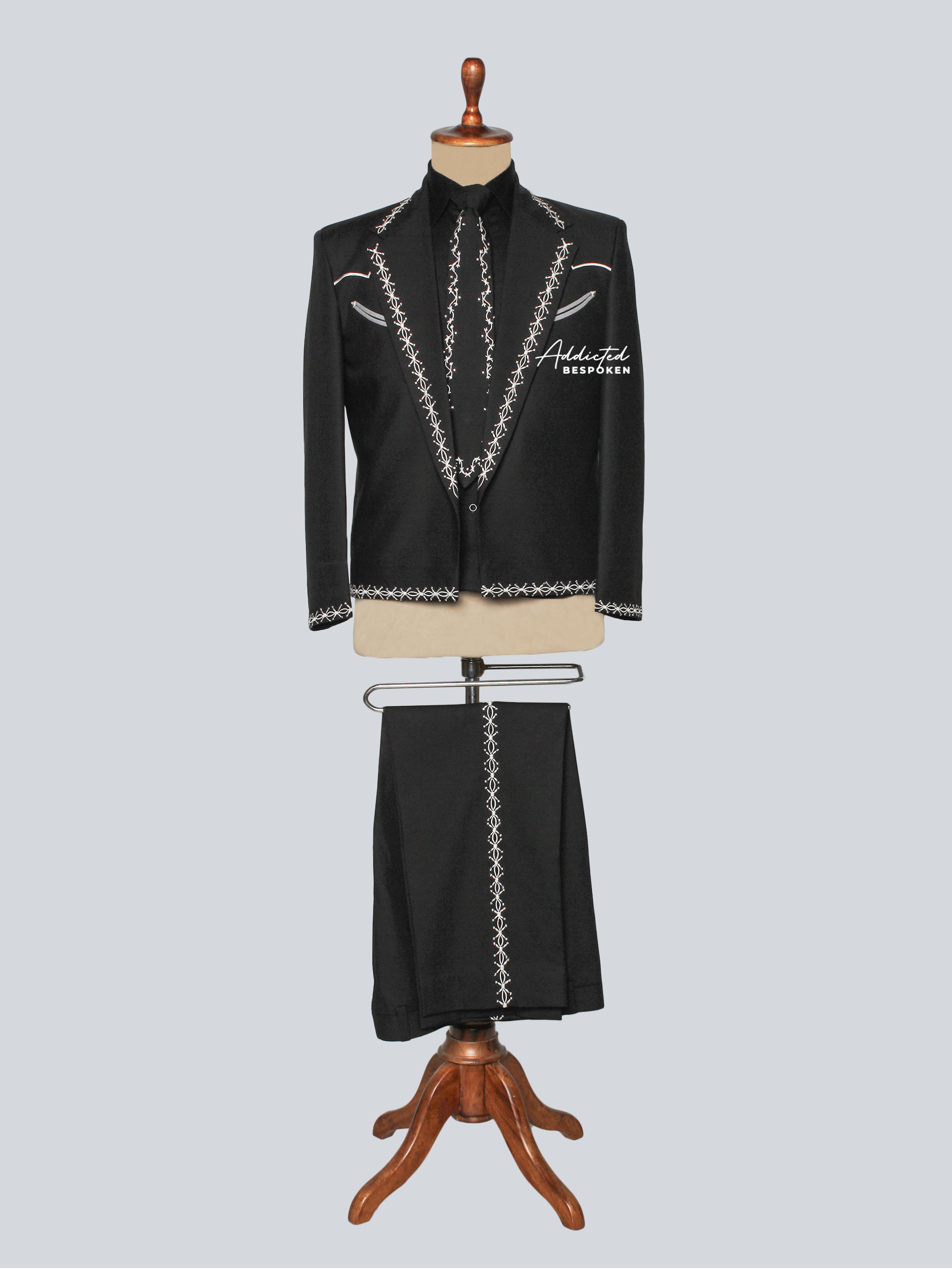 Noir Edge Embroidered Suit Addicted Bespoken