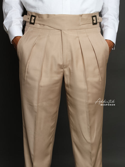 HEAVY WOOL GABARDINE GURKHA CARGO PANTS .11 / ROSE GREY [STOCK EXCLUSIVE]