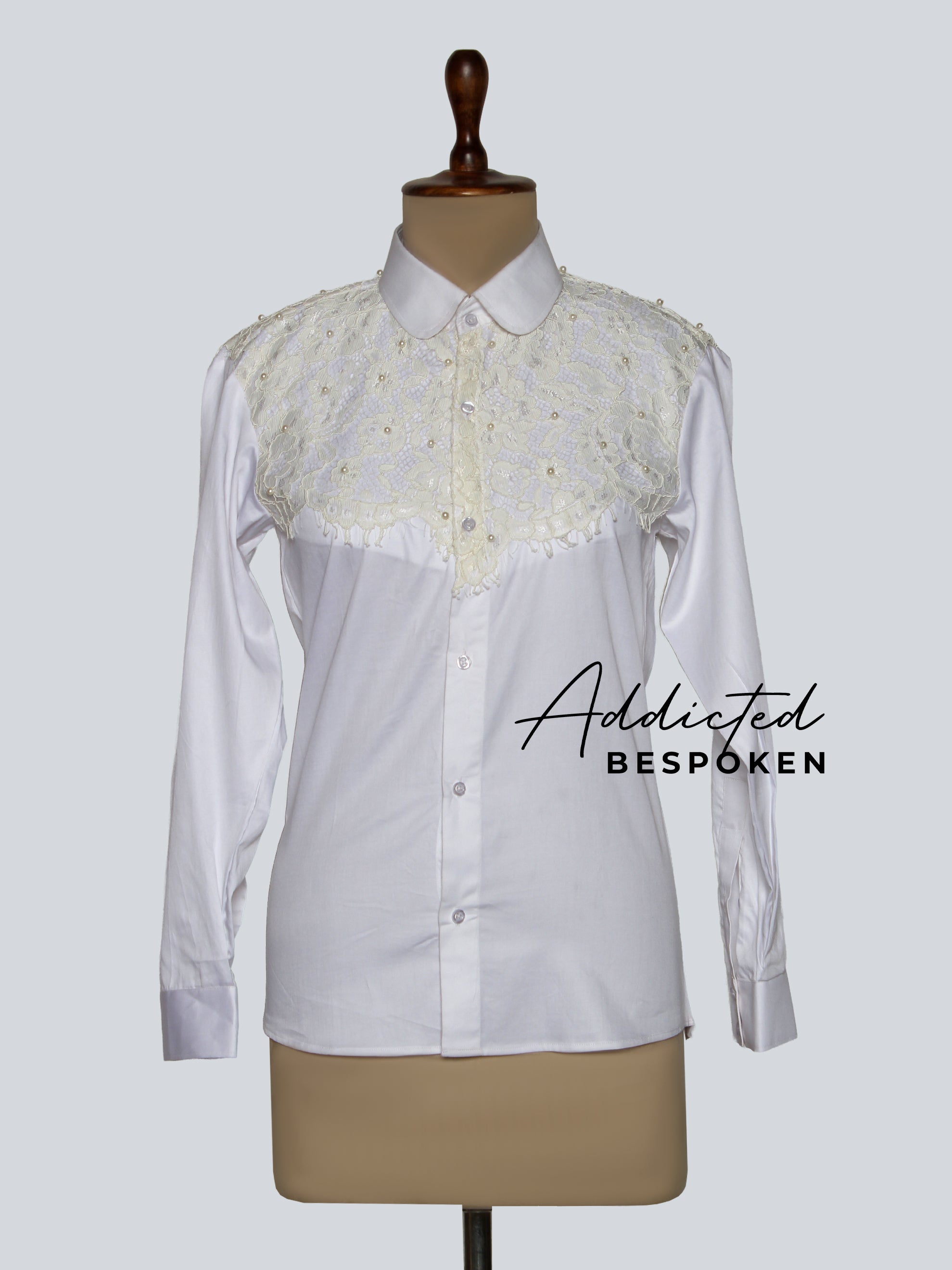 White Embroidered Pearl Shirt