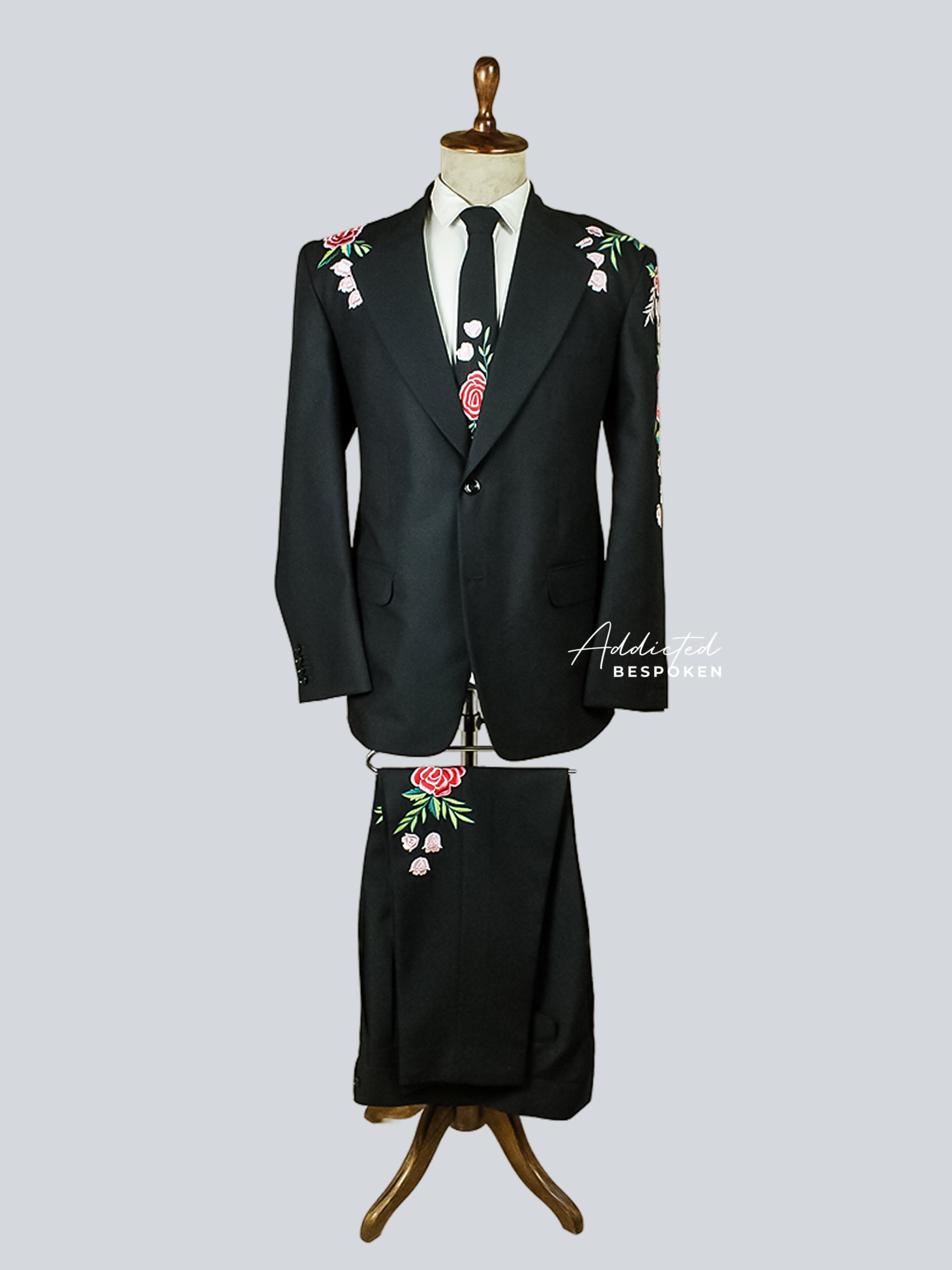 Floral Noir Tuxedo Suit