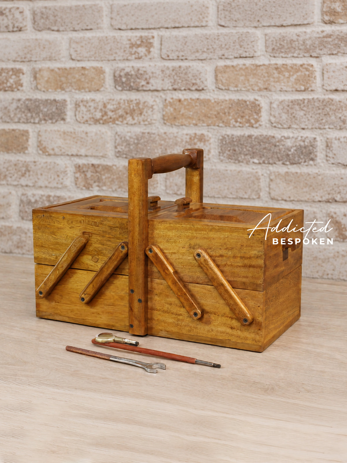 Custom handmade wooden sewing box | Cantilever storage organizer with carry handle Addicted Bespoken