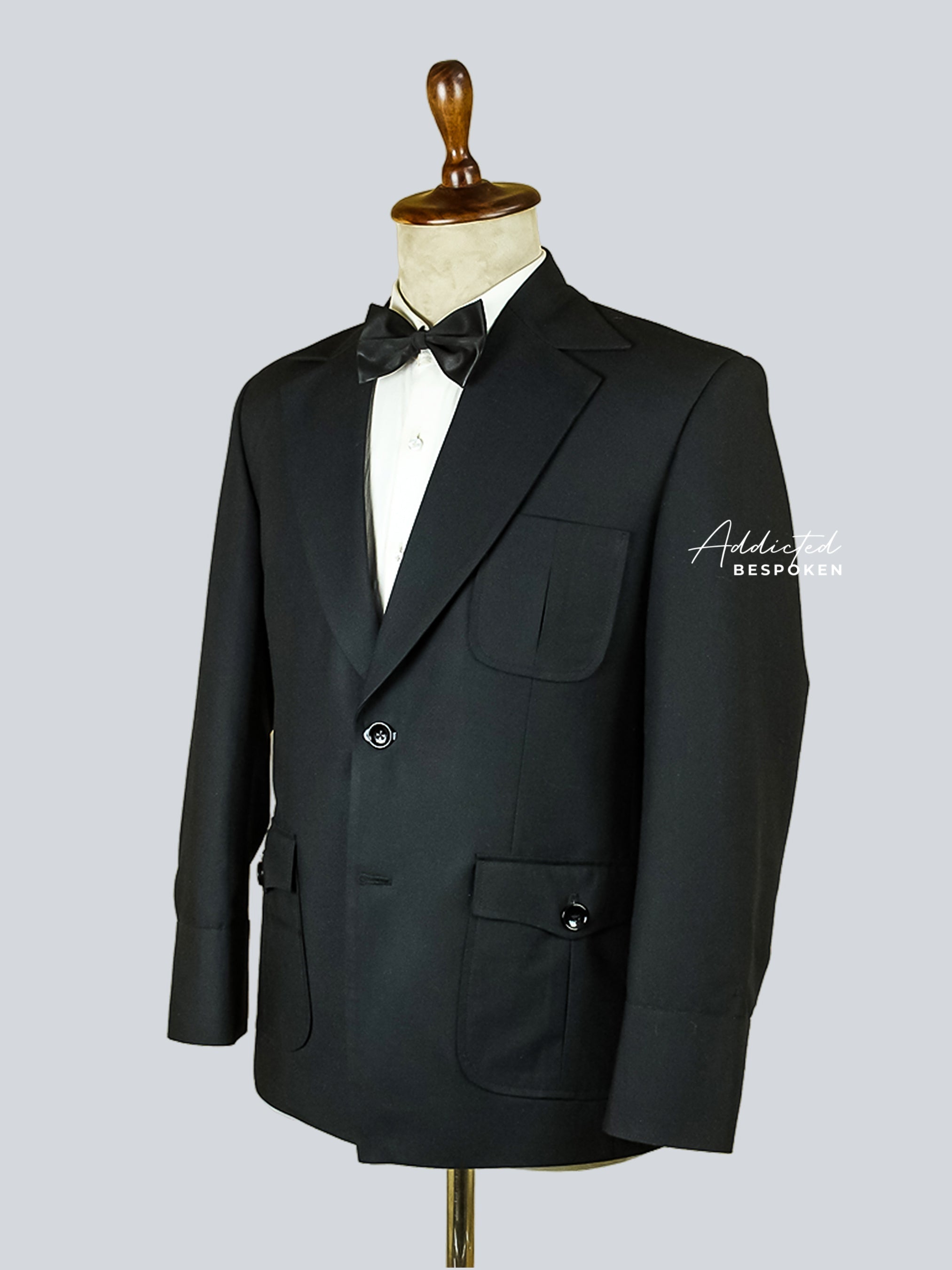 Tailored Black Cotton Safari Blazer Addicted Bespoken