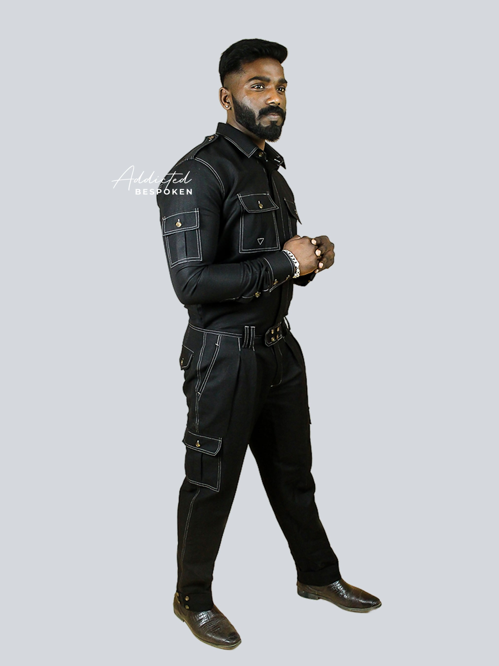 Military Black Retro Jumpsuit