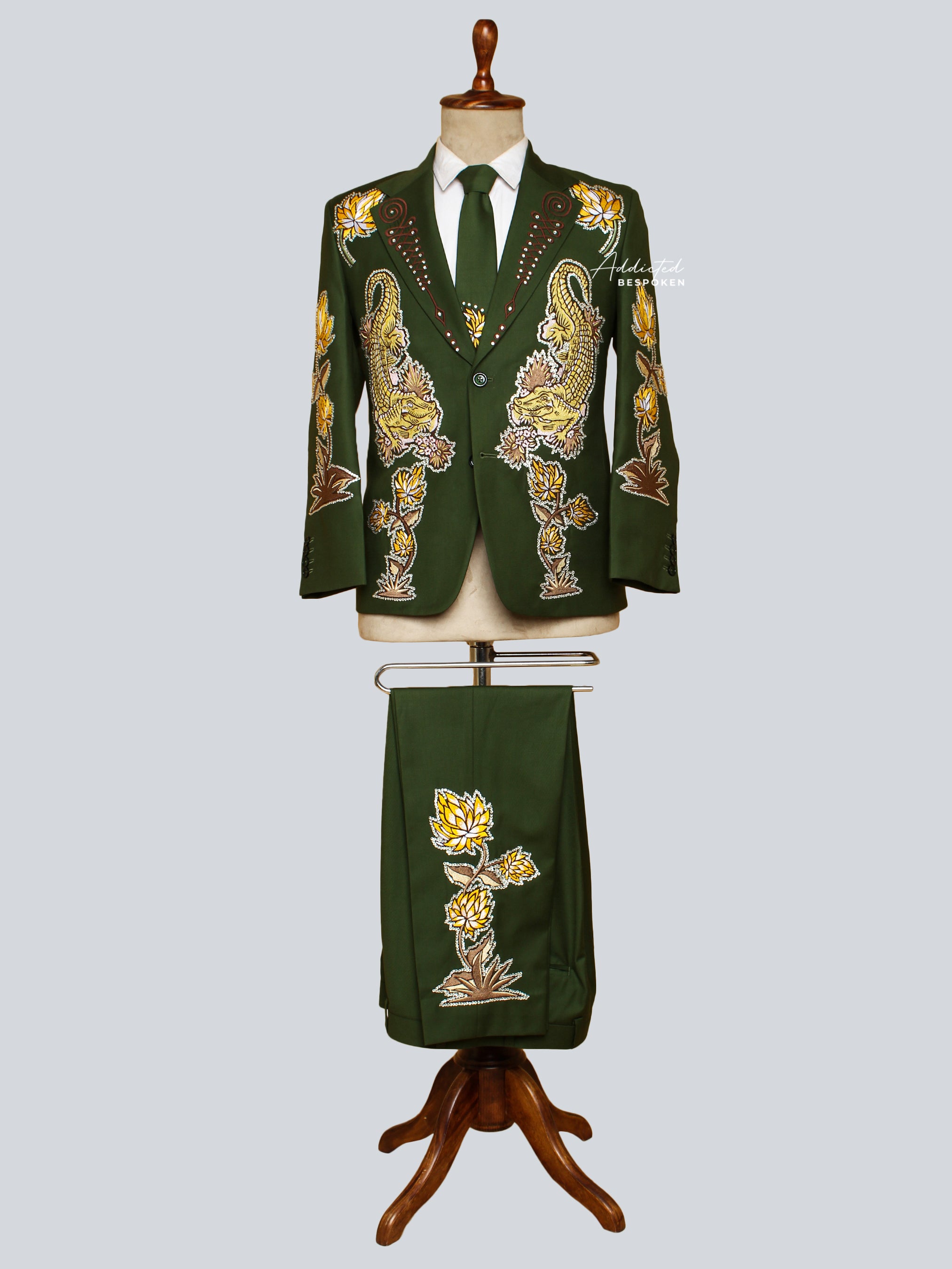 Crocodile Embellished Cowboy Suit | Addicted Bespoken