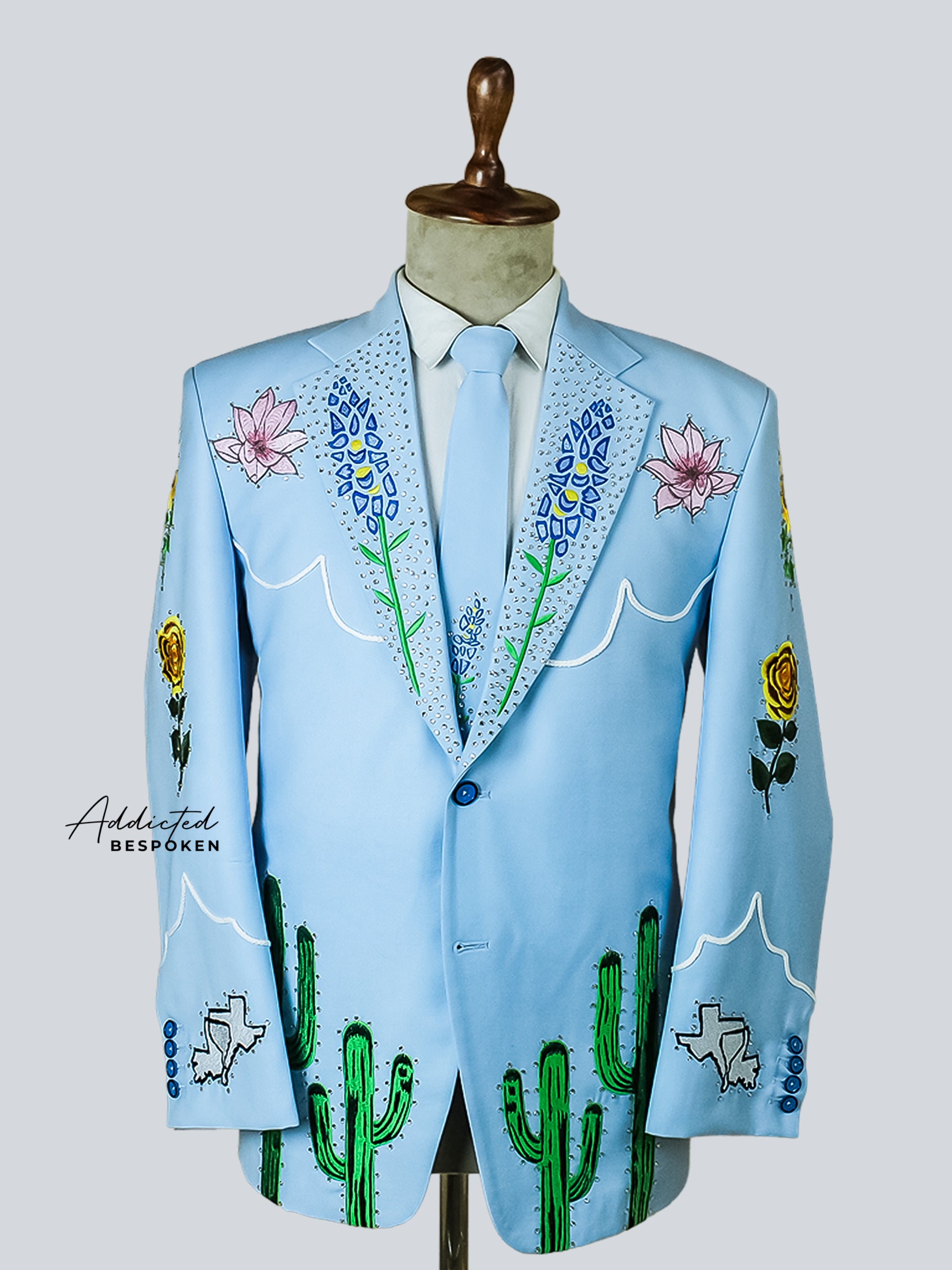 Ice Blue Western Wedding Suit