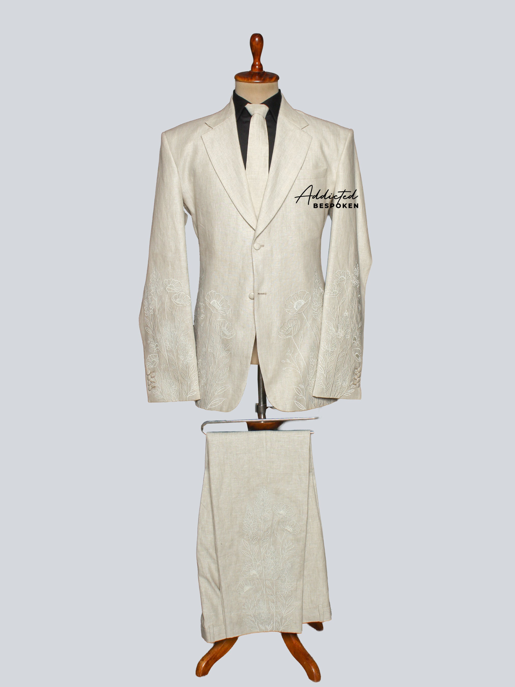  Ivory Floral Embroidered Suit