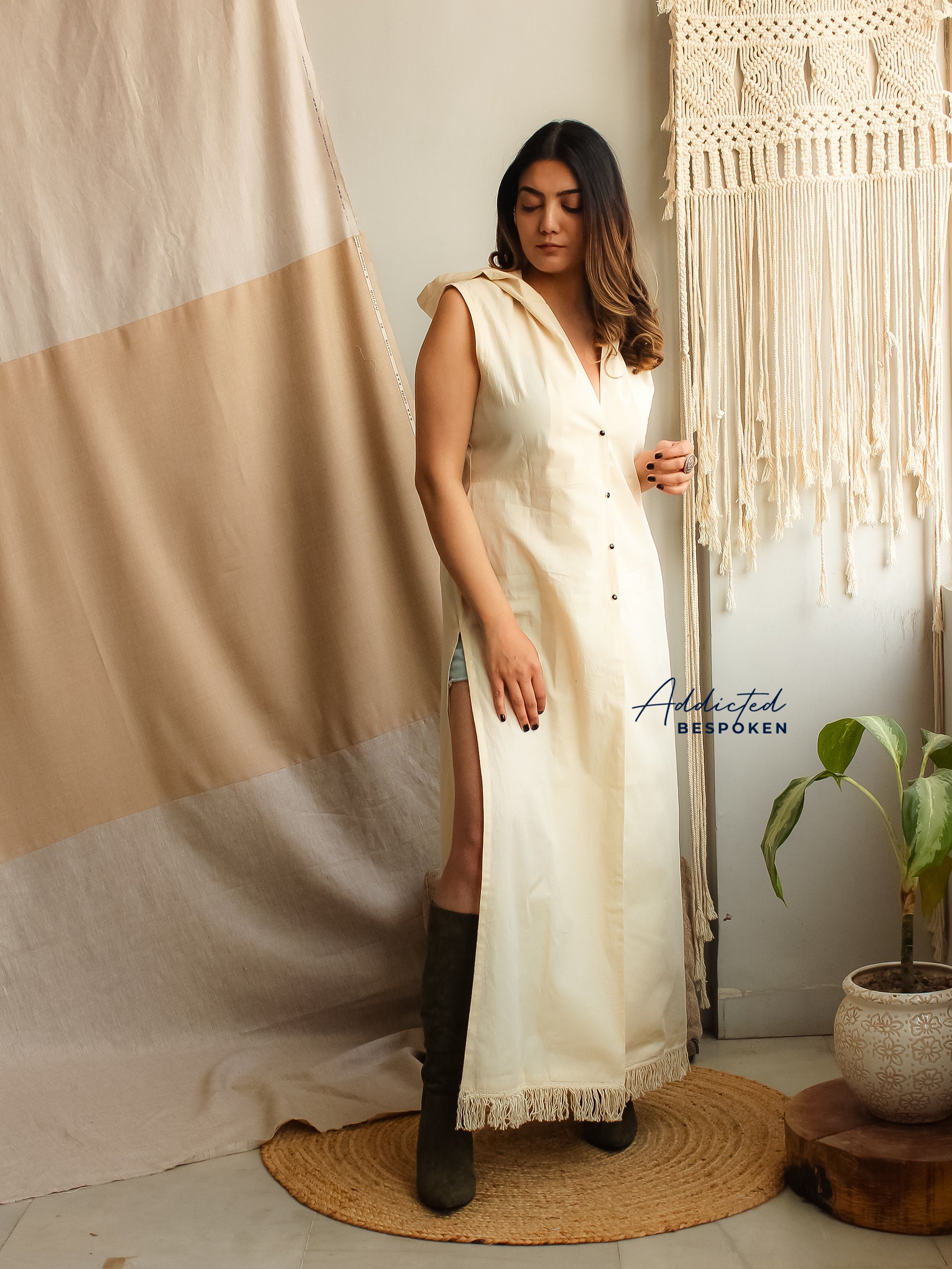 Off-White Hooded Maxi Dress