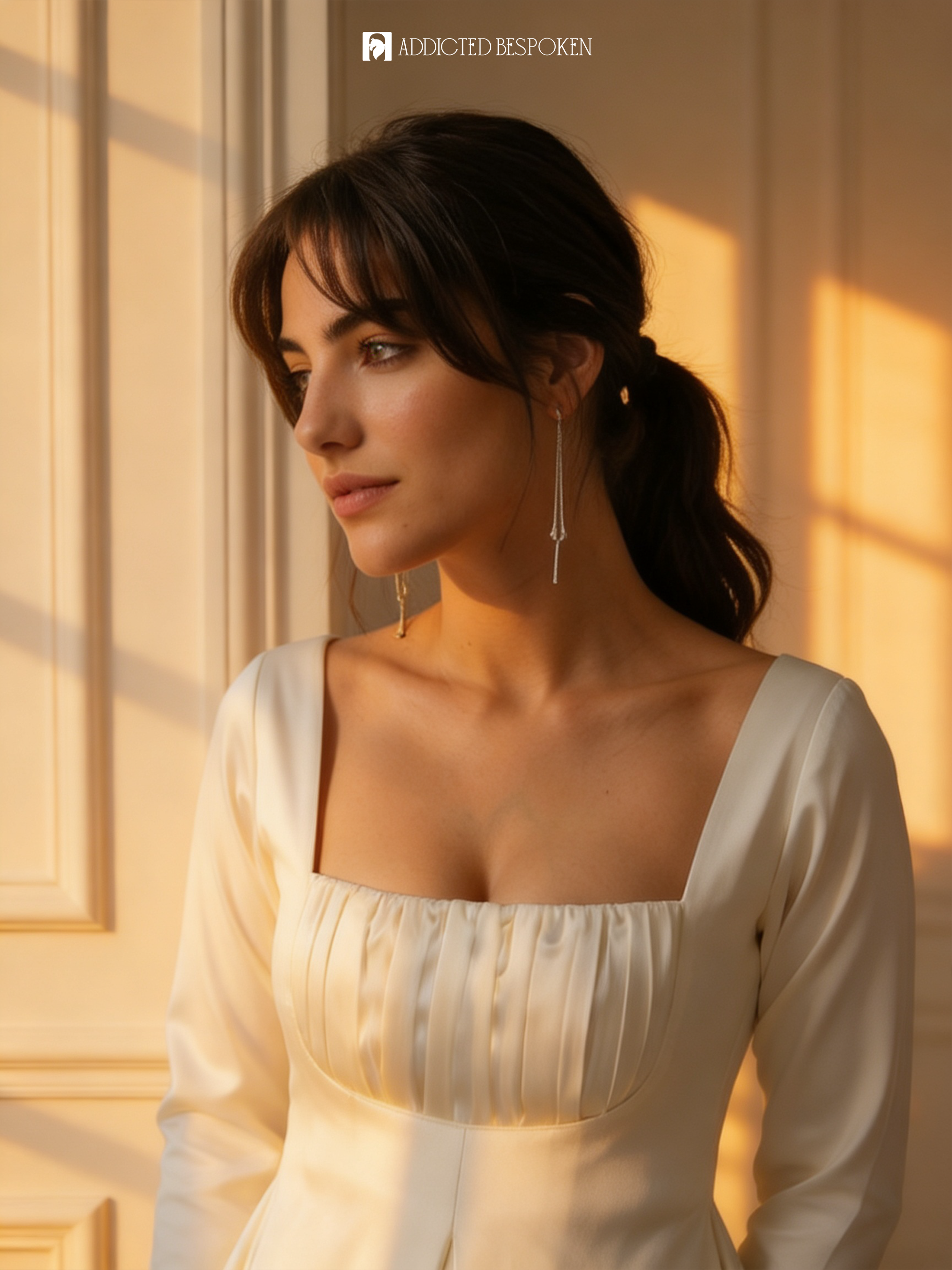 Elegant Square Neck Wedding Dress Addicted Bespoken