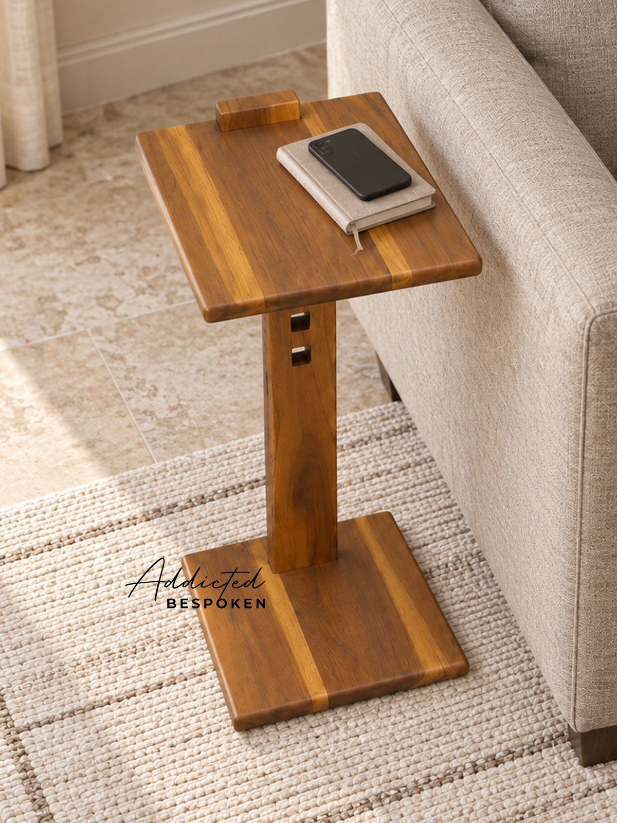Solid Wood Adjustable C-Table | Bedside & Sofa Side Table Addicted Bespoken