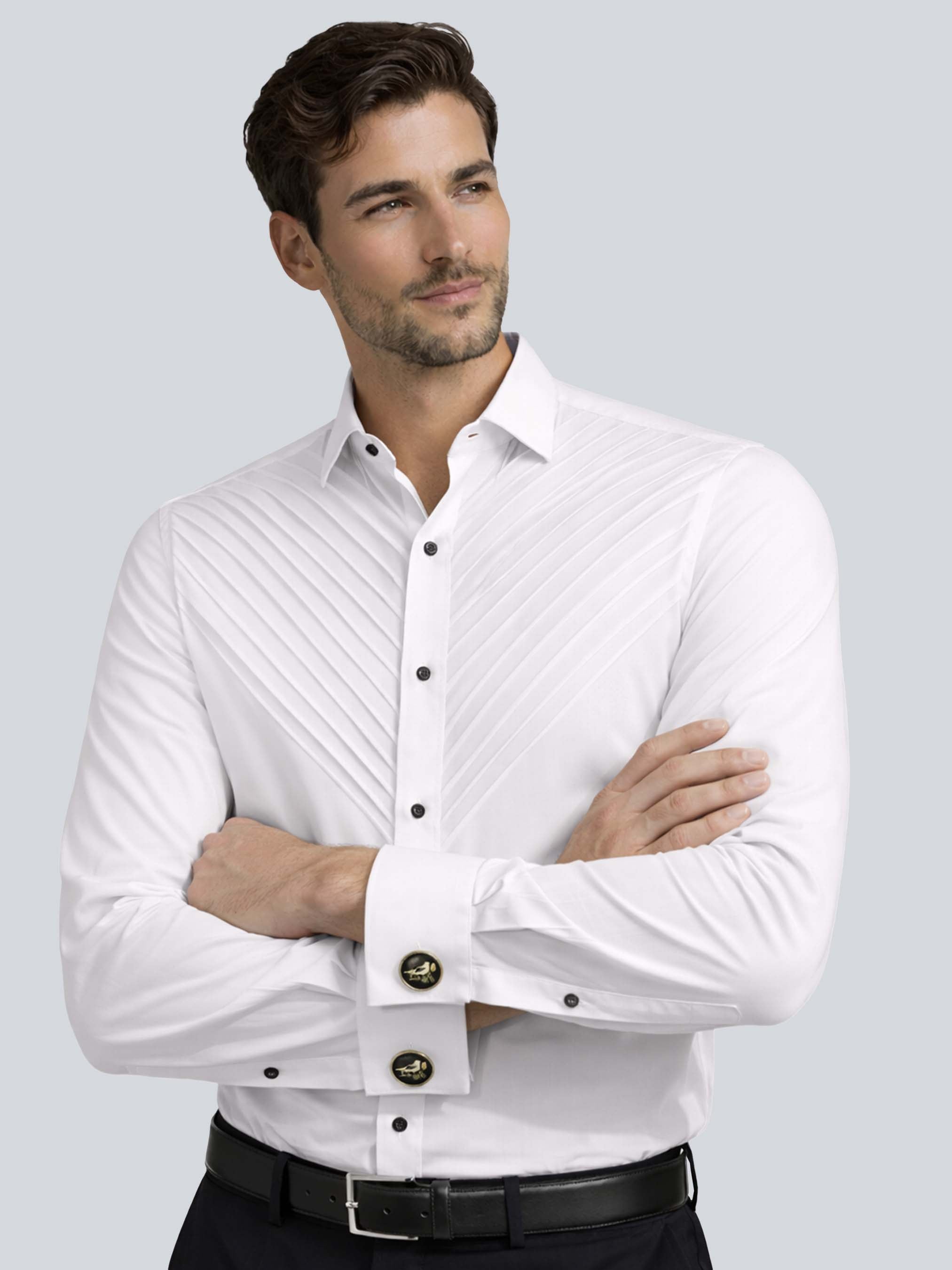 White Pintuck Shirt with Cufflinks Addicted Bespoken