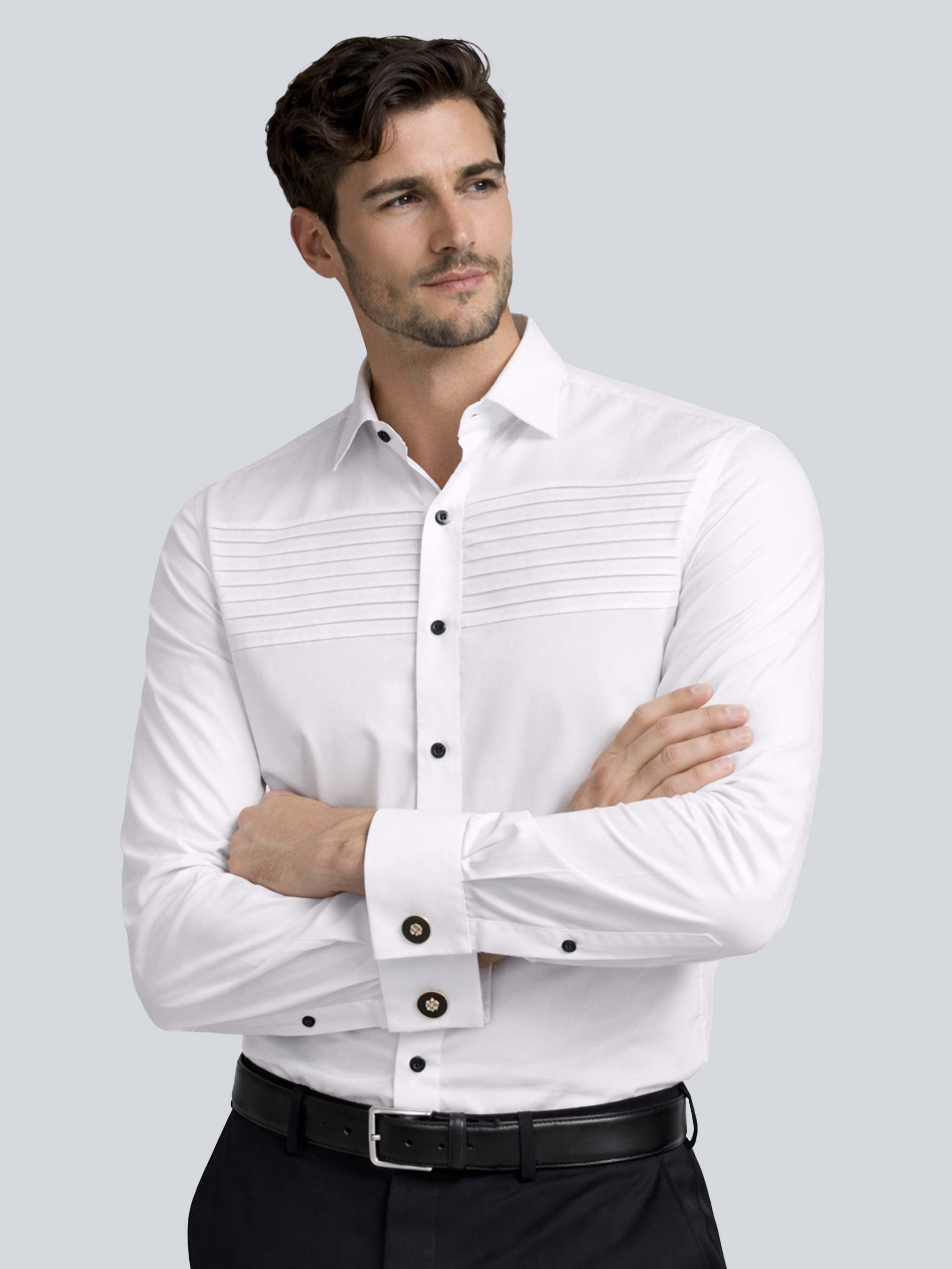 White Pintuck Shirt with Cufflinks Addicted Bespoken
