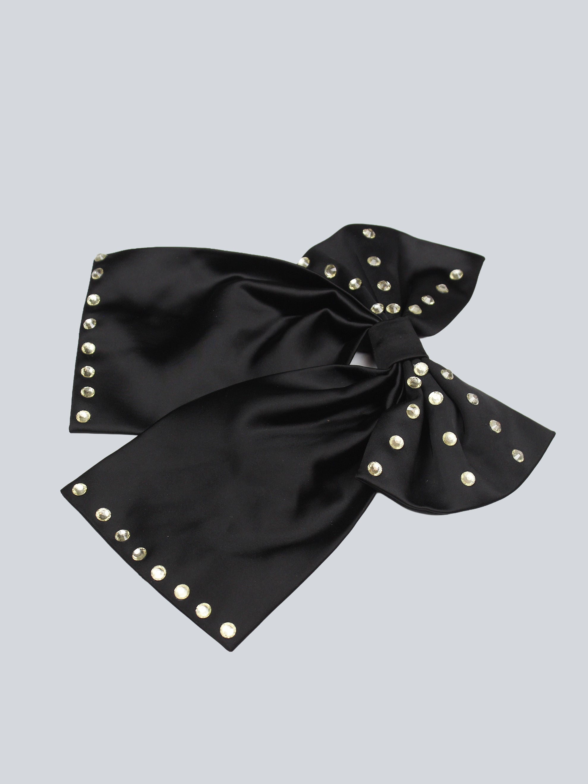 Black Satin Rhinestone Bow Addicted Bespoken