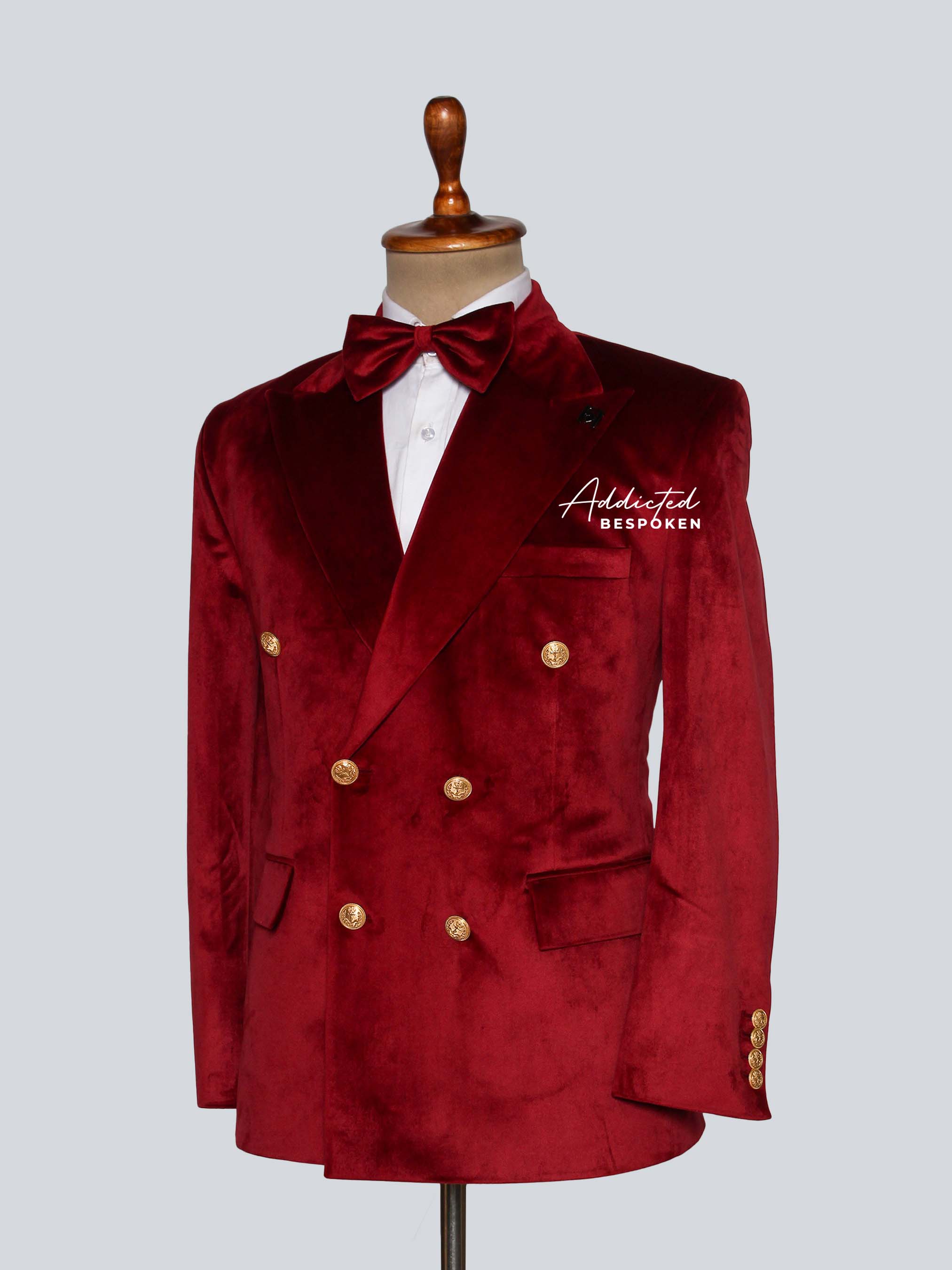 Red Velvet Double-Breasted Suit Addicted Bespoken