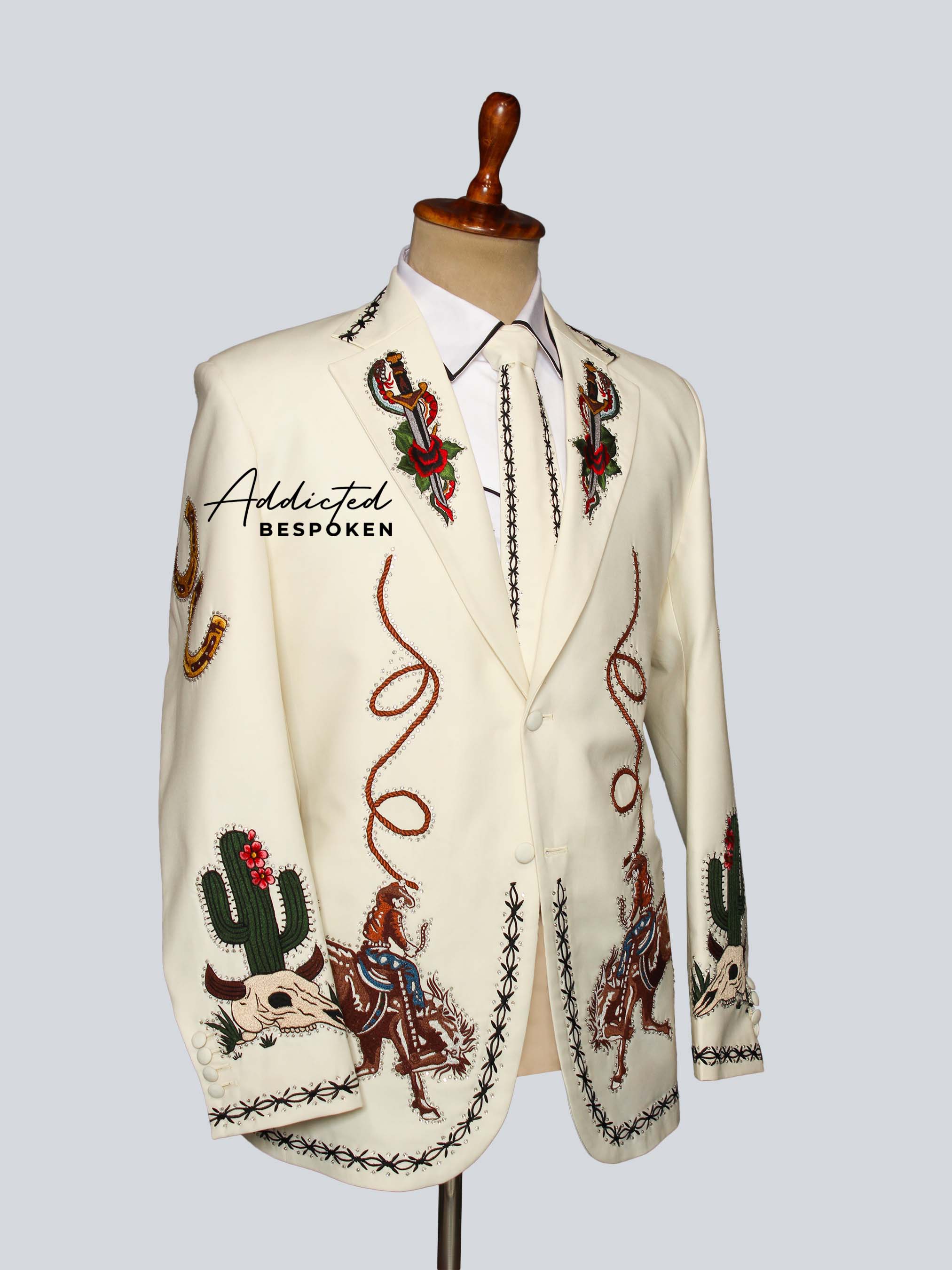 Western Embroidered Cowboy Suit with Boots Addicted Bespoken