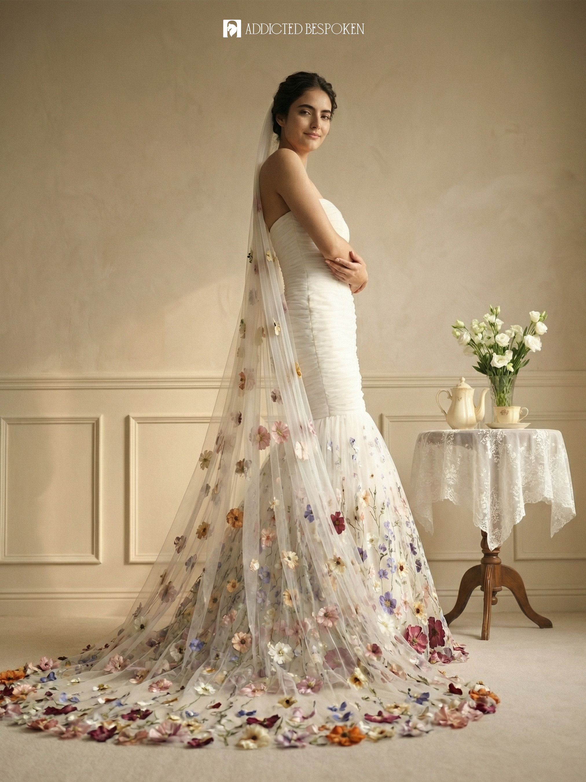 Floral Embroidered Bridal Gown Addicted Bespoken