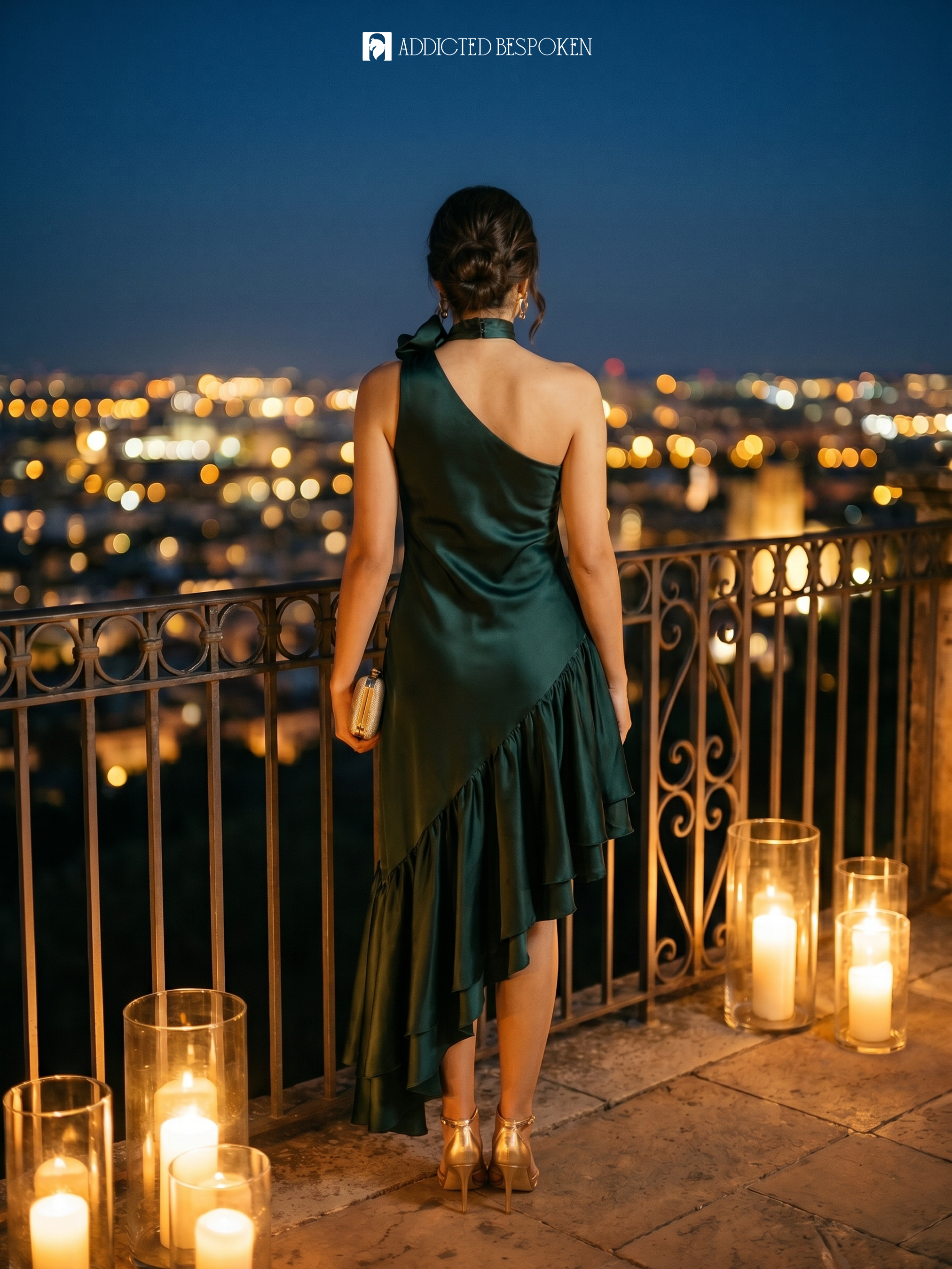 Midnight Satin Ruffle Gown Addicted Bespoken