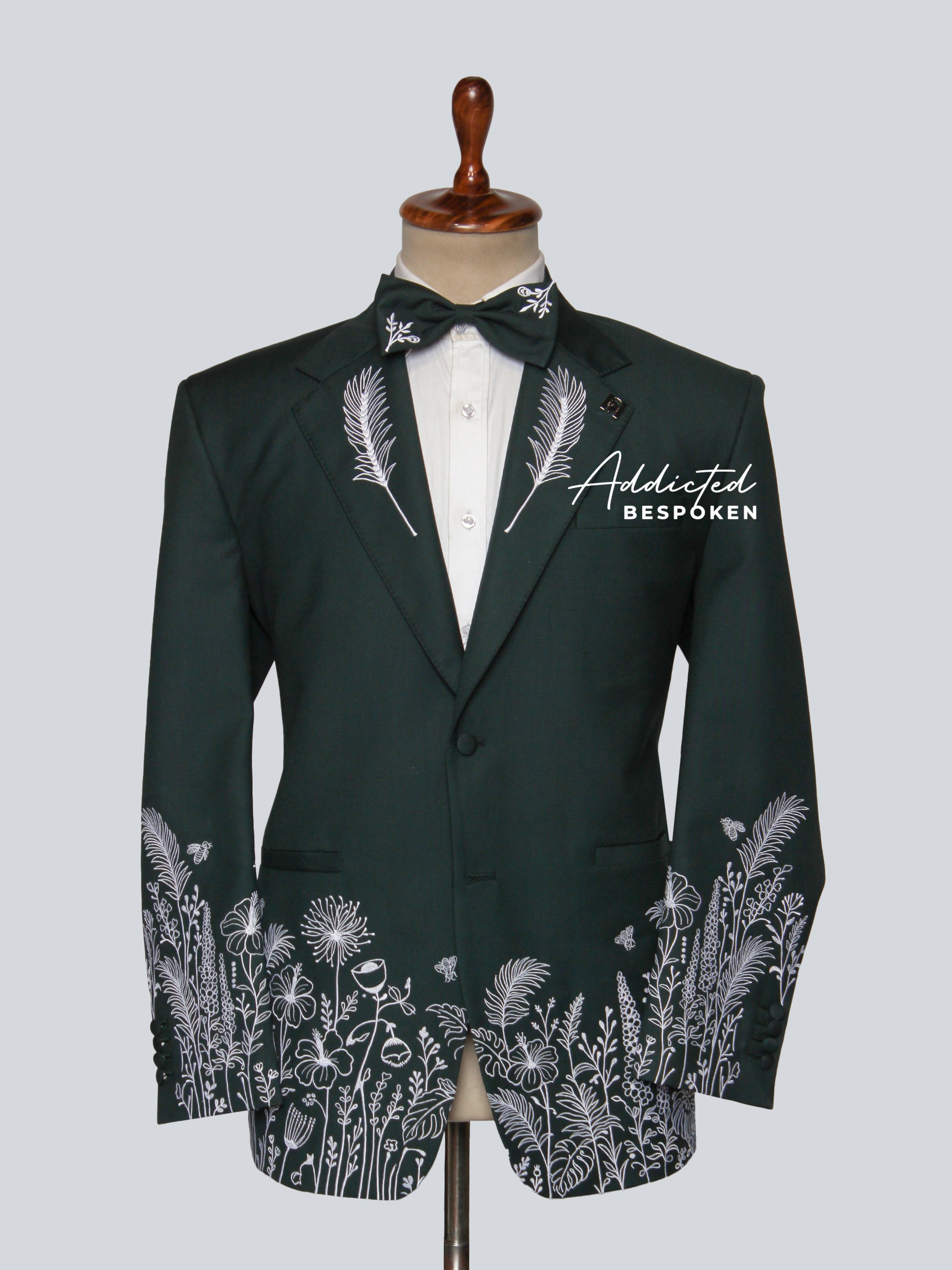 Botanical Embroidered Tuxedo Suit Addicted Bespoken