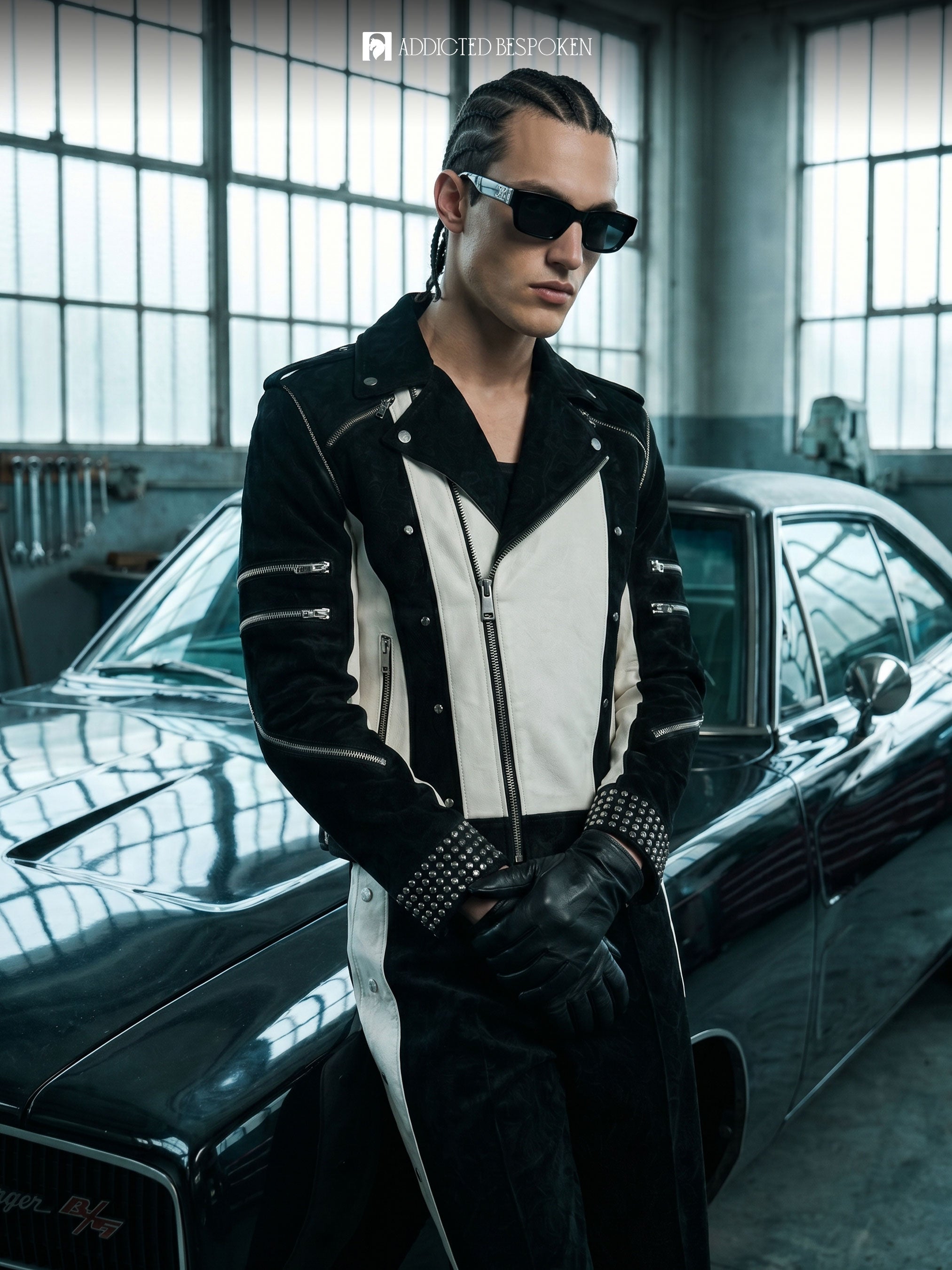 Suede Rhinestone Biker Stage Costume Addicted Bespoken