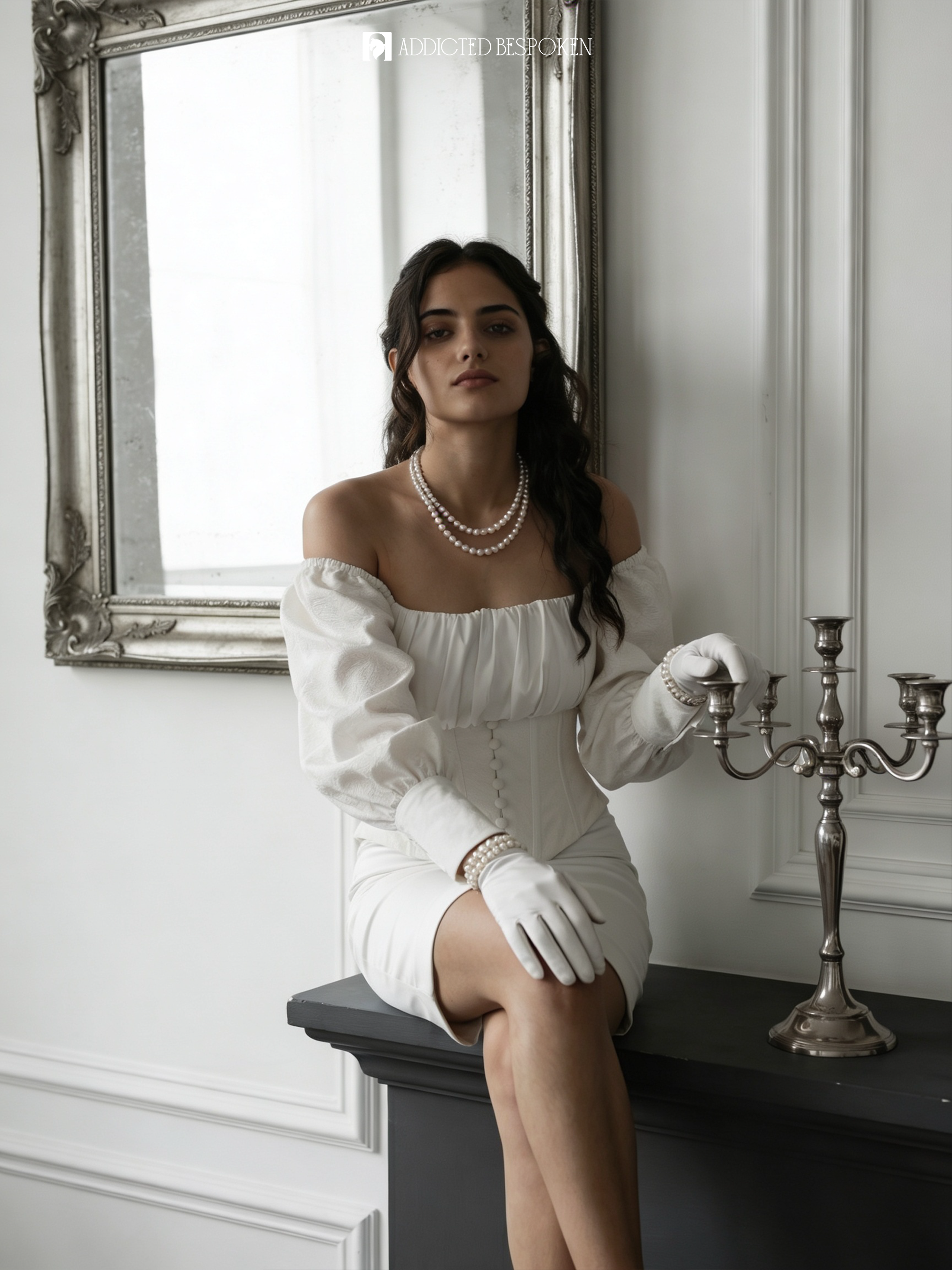 White Corset Puff Sleeve Dress Addicted Bespoken