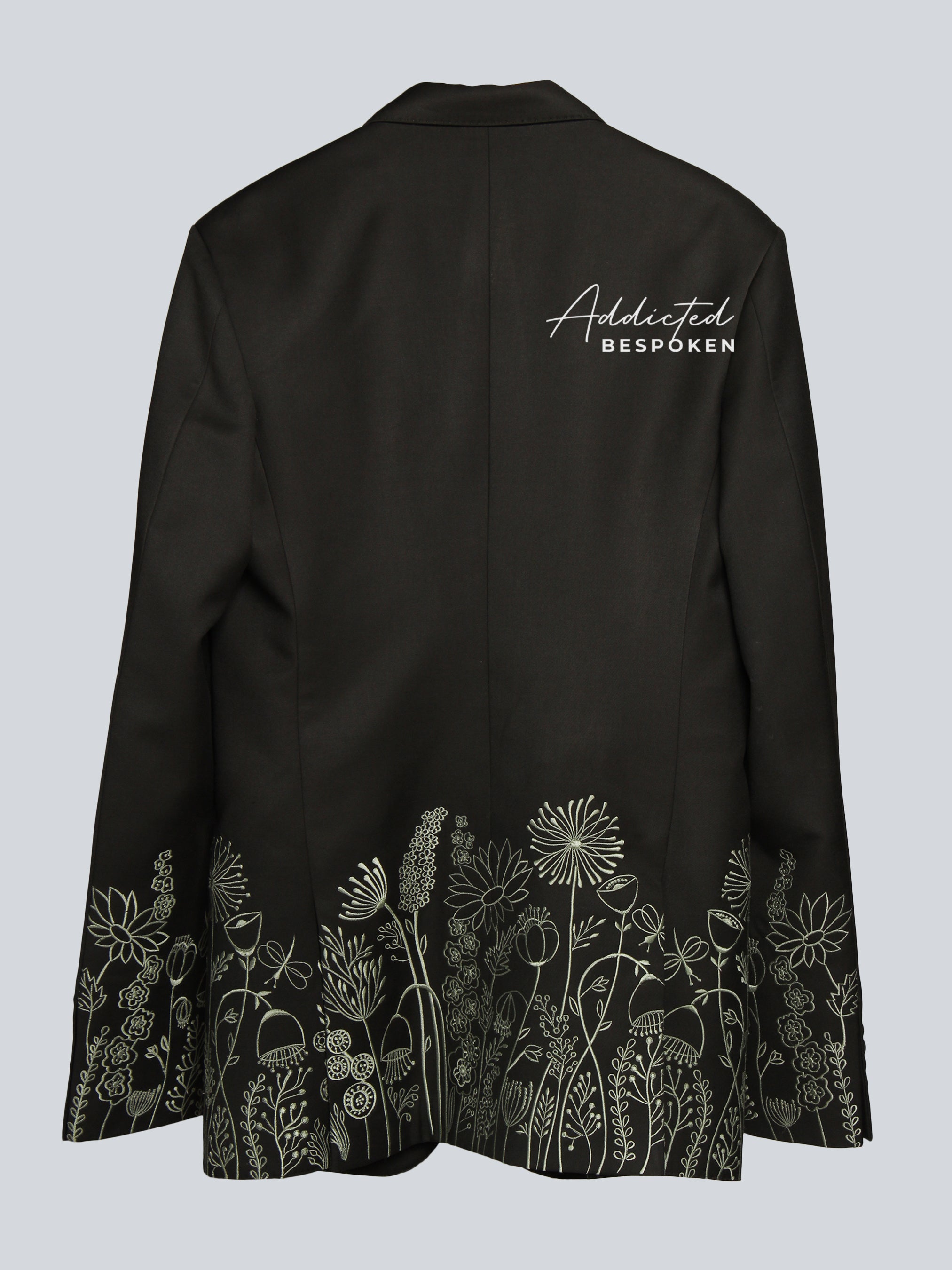 Unique Suit with Detailed Botanical Embroidery