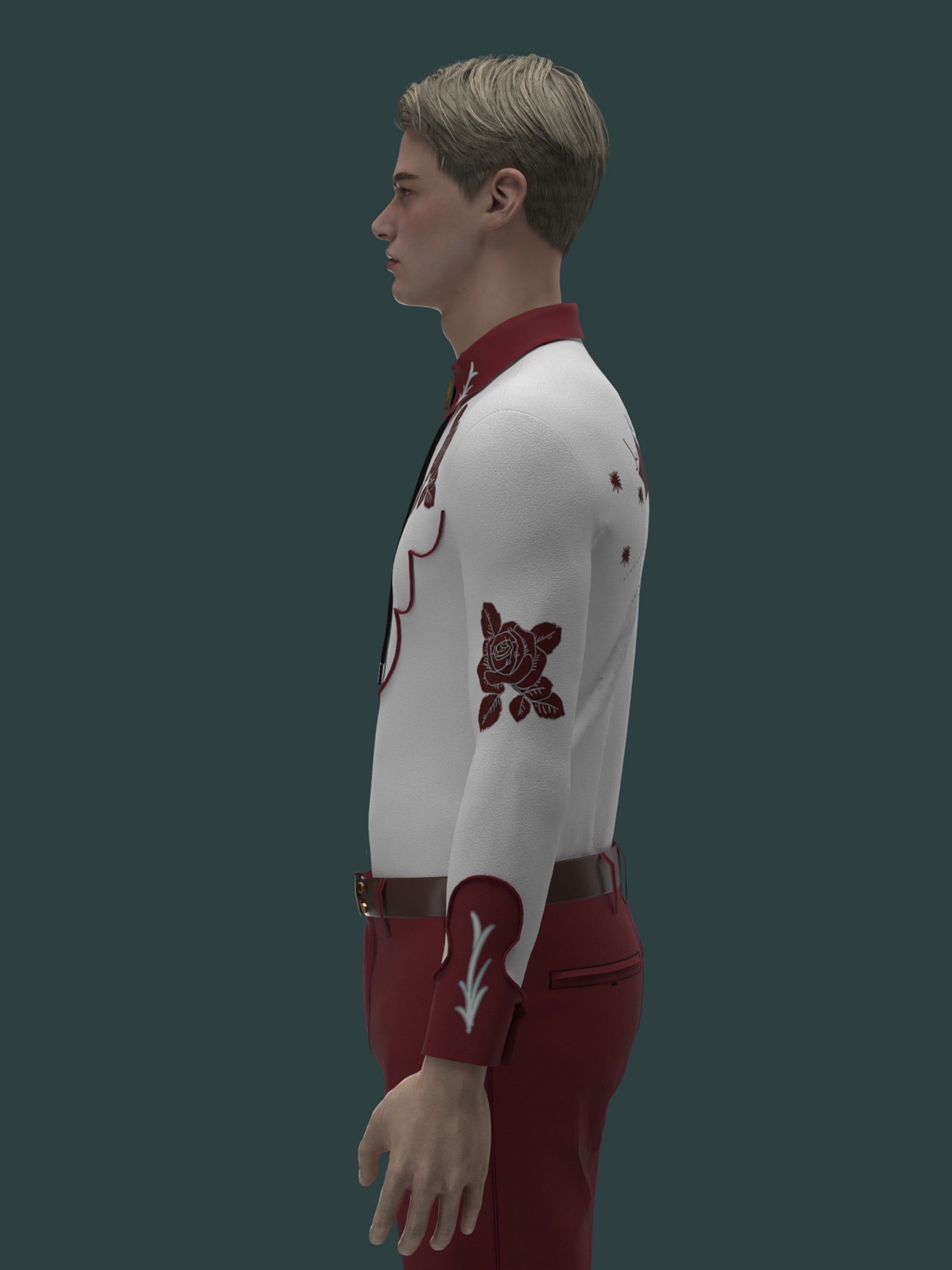 Rose Adorned Embroidered Shirt