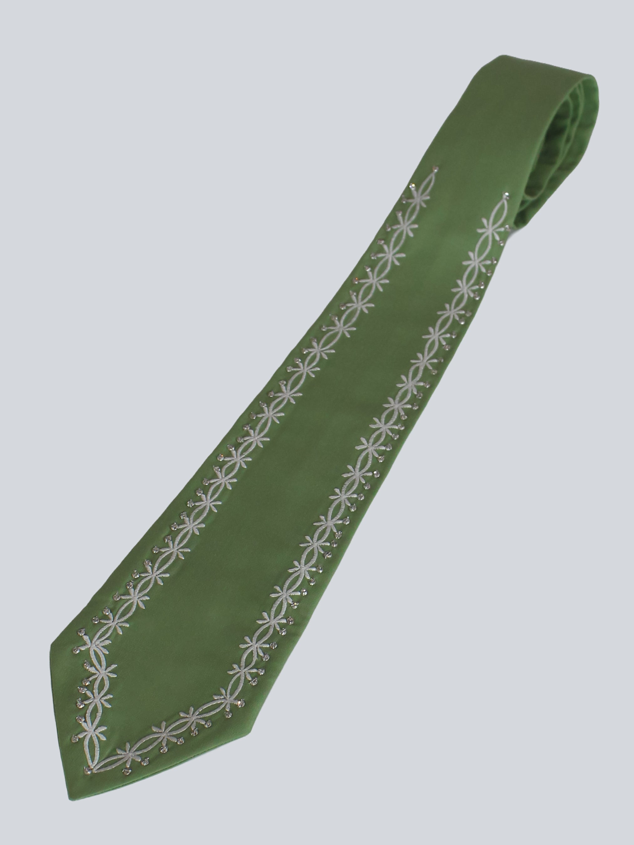 Green Embroidered Tie