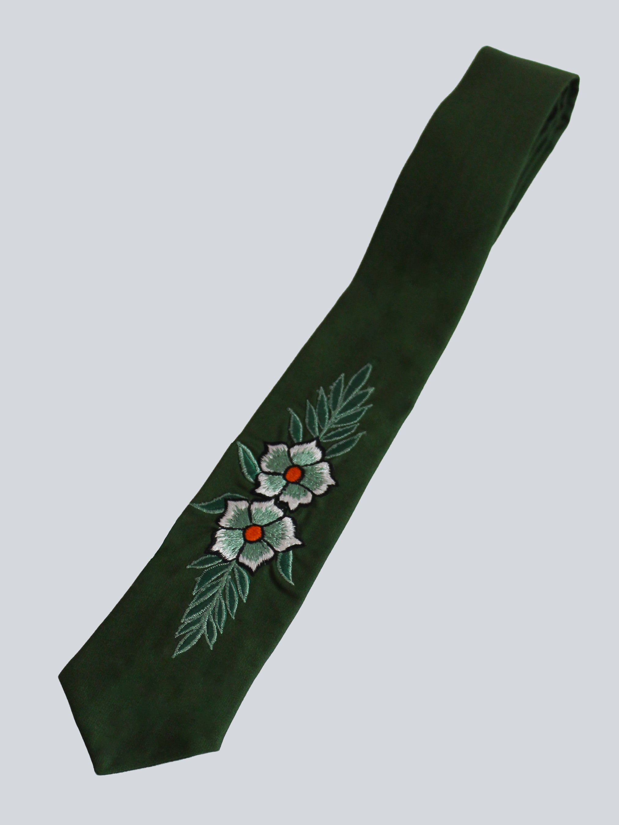 Dark Green Embroidered Tie