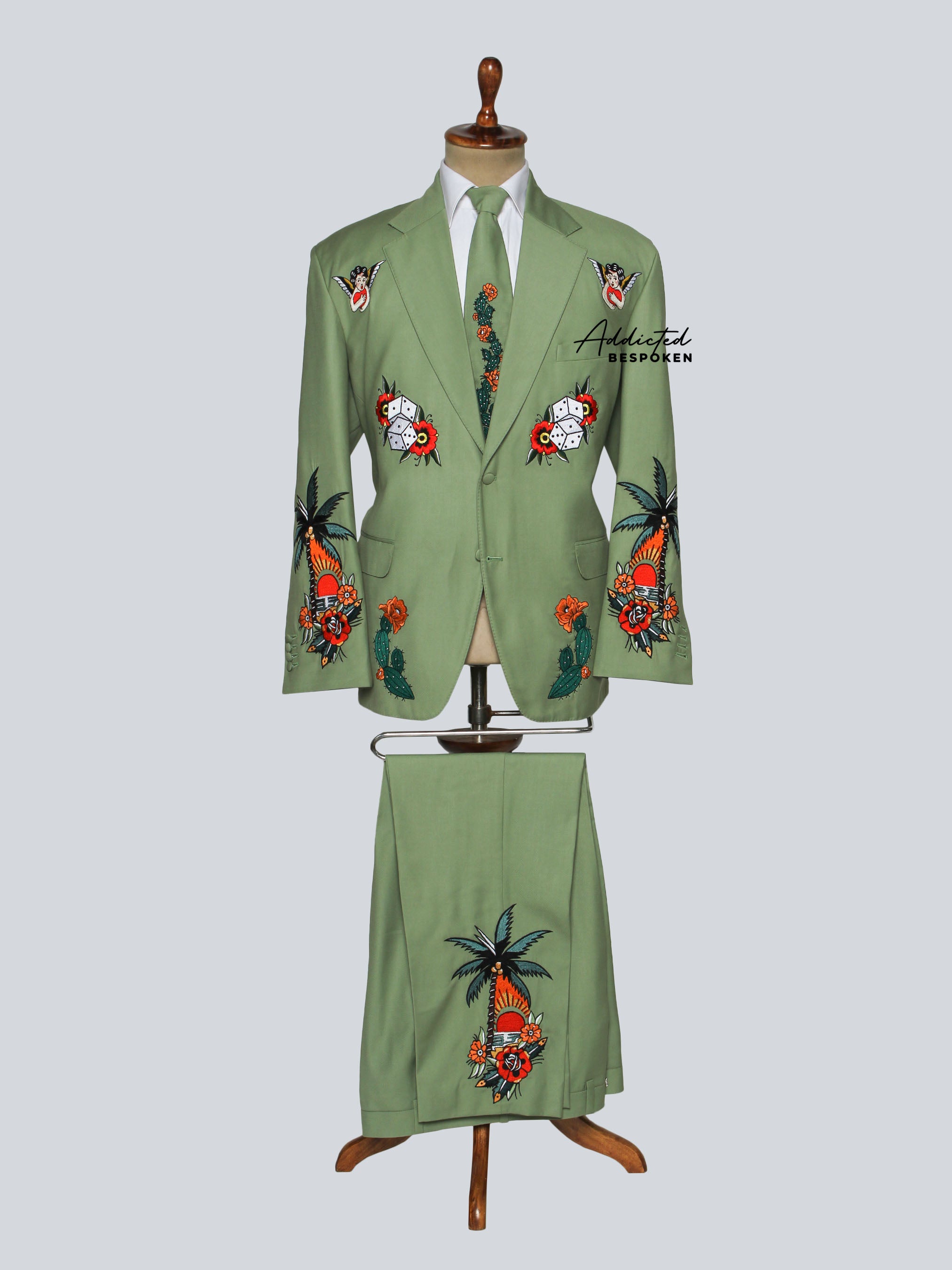 Tropical Embroidery Tailored Suit Addicted Bespoken