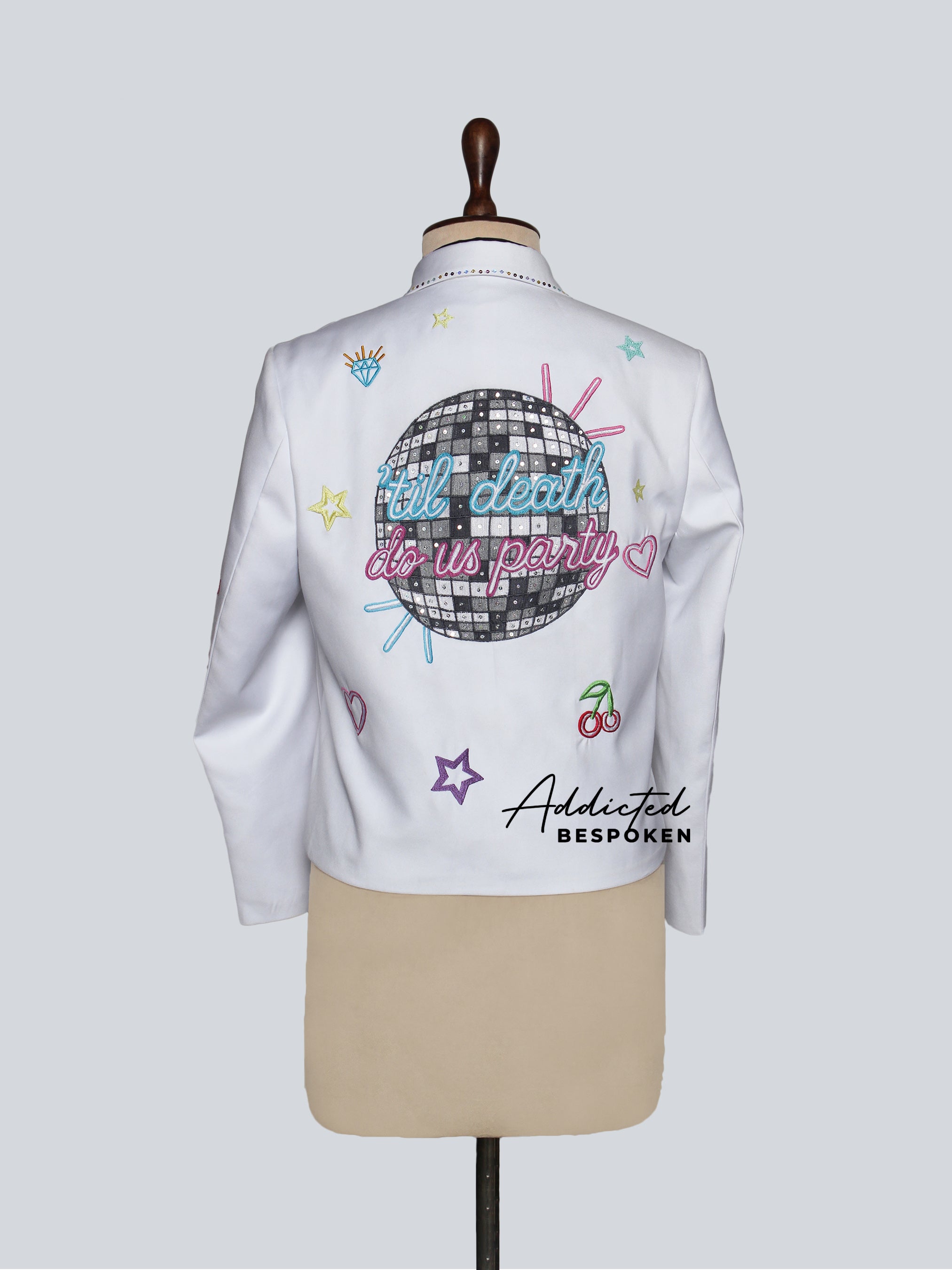 White Multicolor Doodle Embroidered Suit Addicted Bespoken