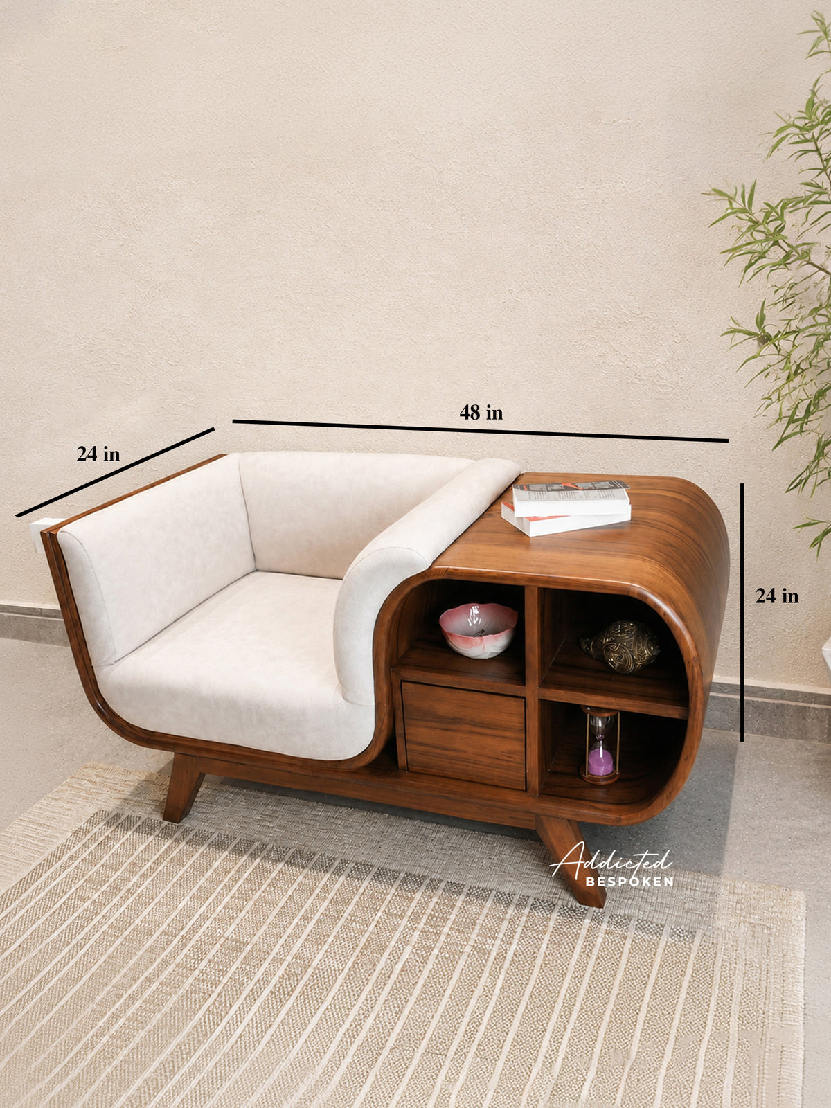 Wooden sofa with storage
