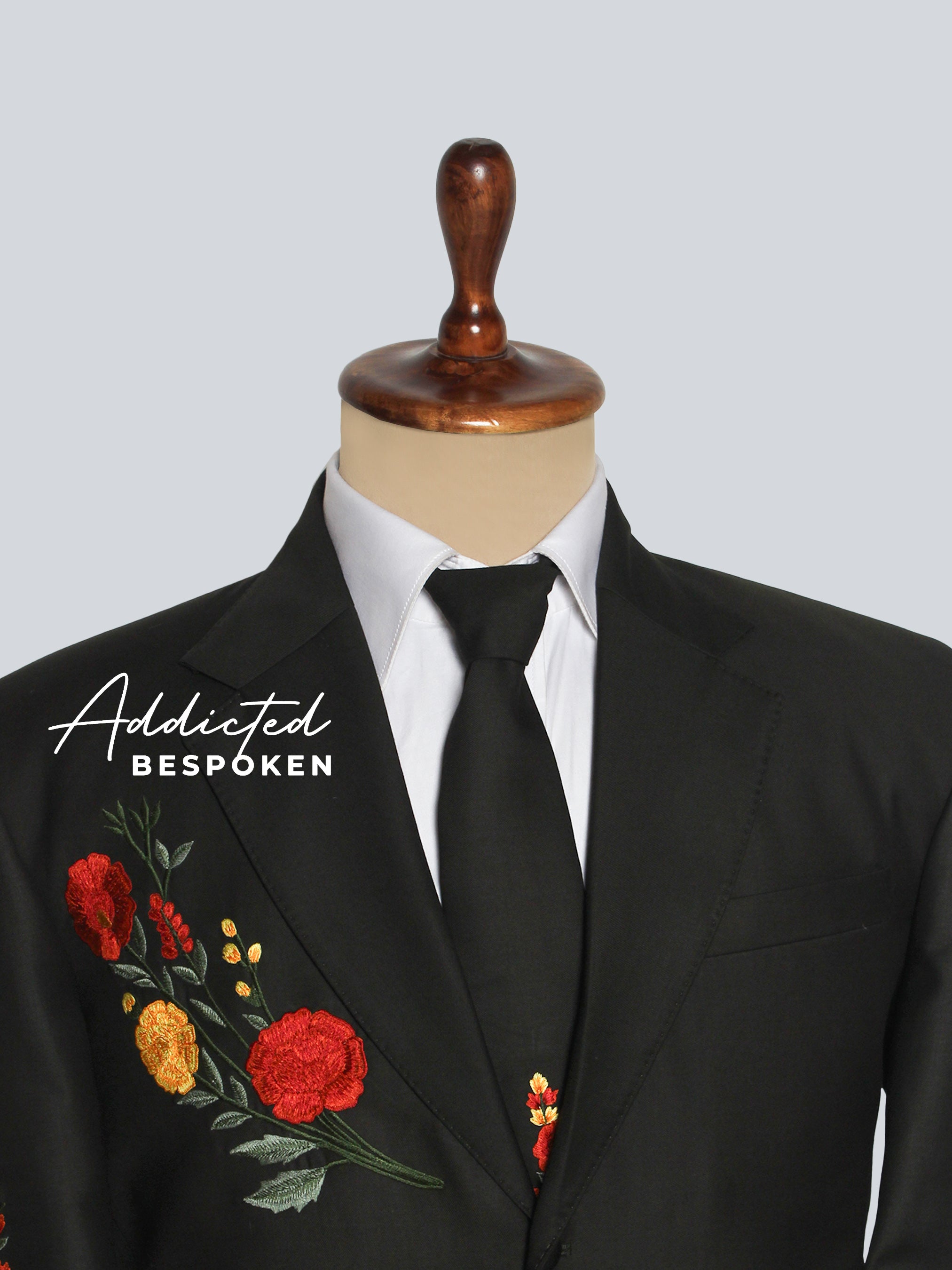 Black Floral Embroidered Blazer Addicted Bespoken