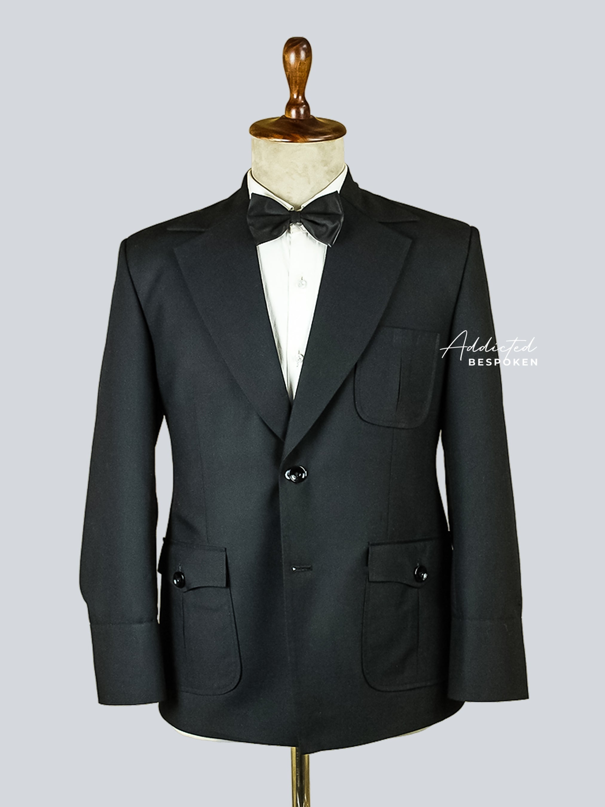 Tailored Black Cotton Safari Blazer Addicted Bespoken