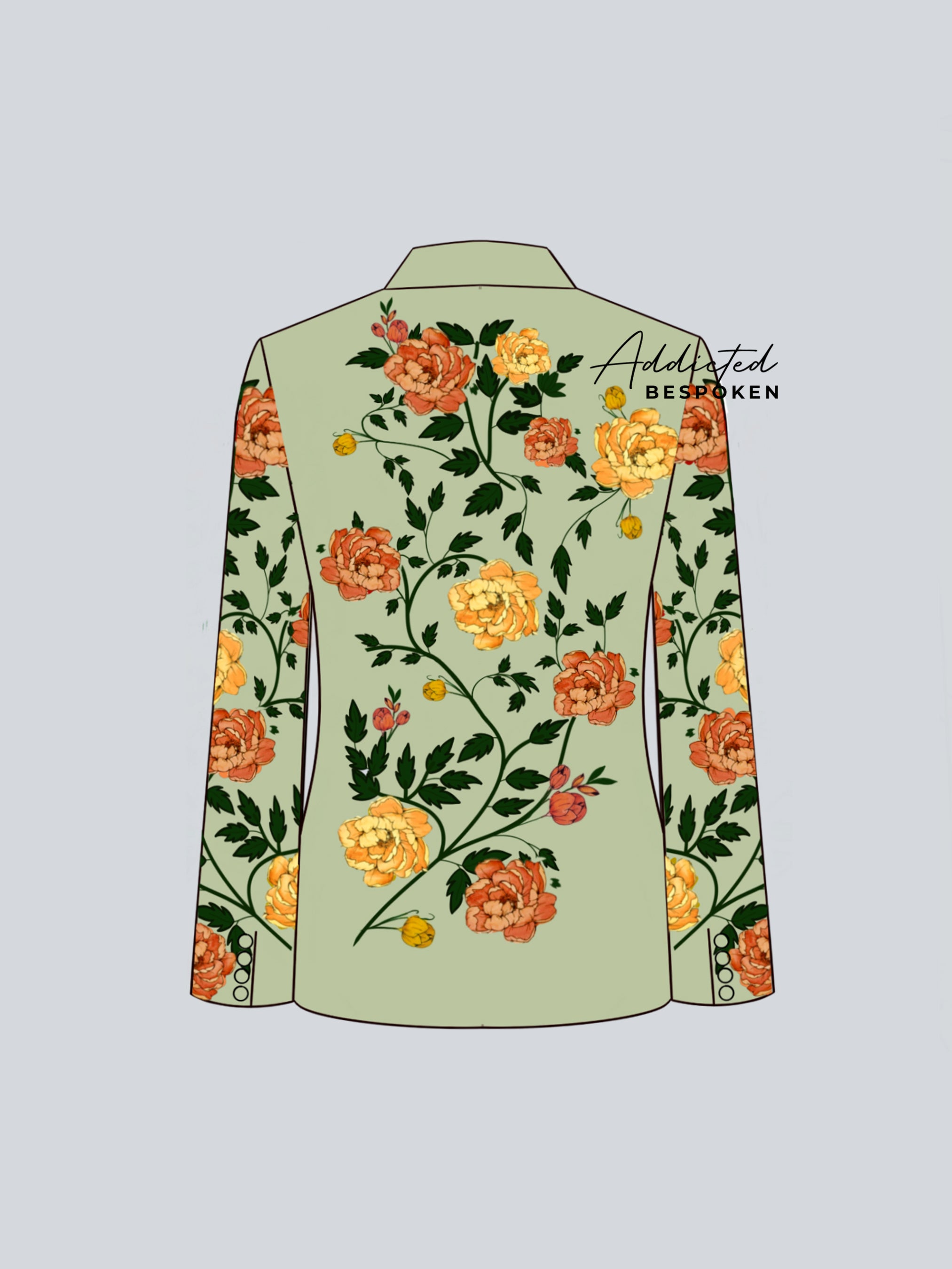 Green Embroidered Western Suit