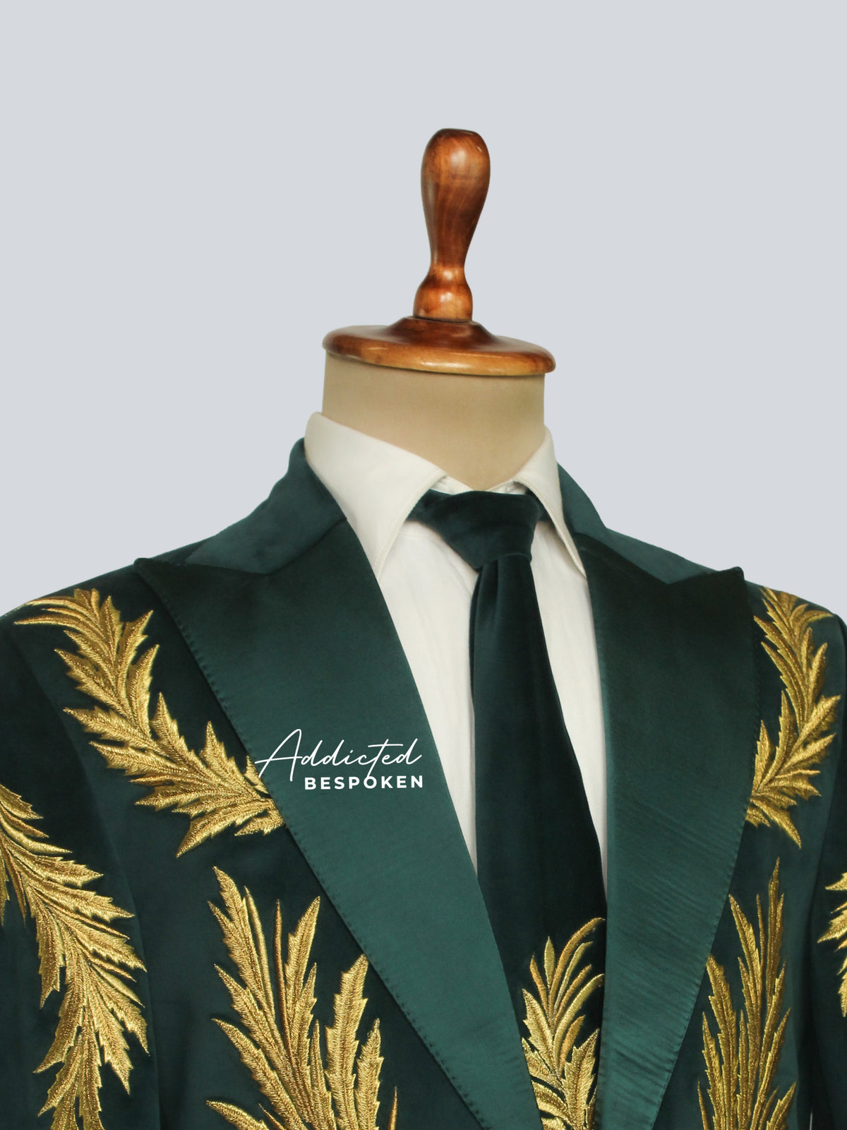 Dark Green Gold Leaf Suit Addicted Bespoken