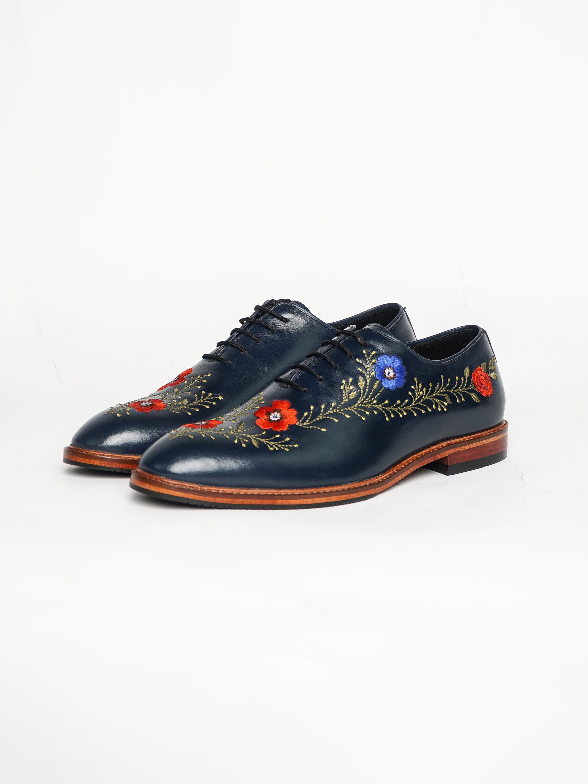 Navy Floral Laceup Shoes Addicted Bespoken