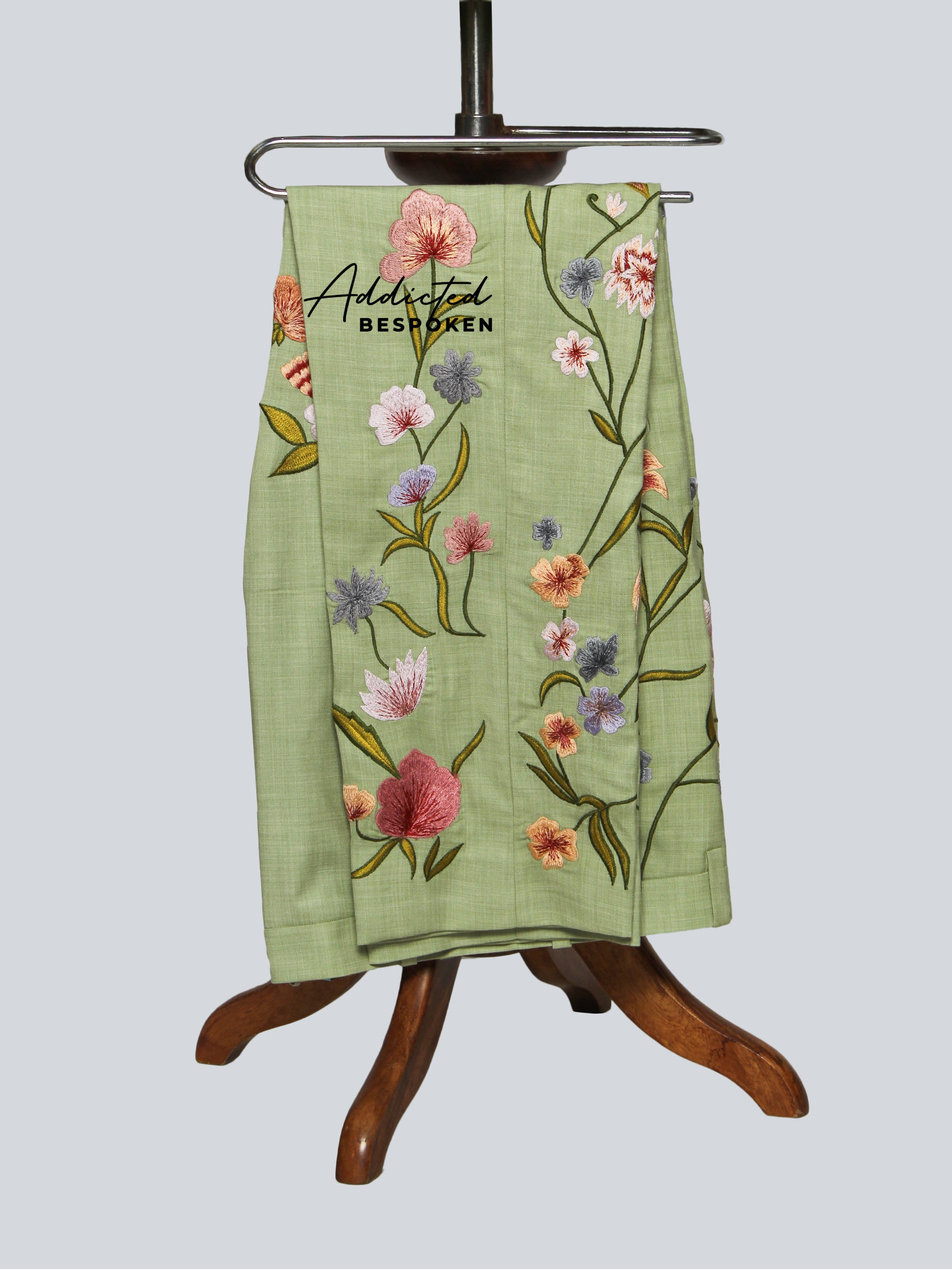 Sage Linen Embroidered Suit Addicted Bespoken