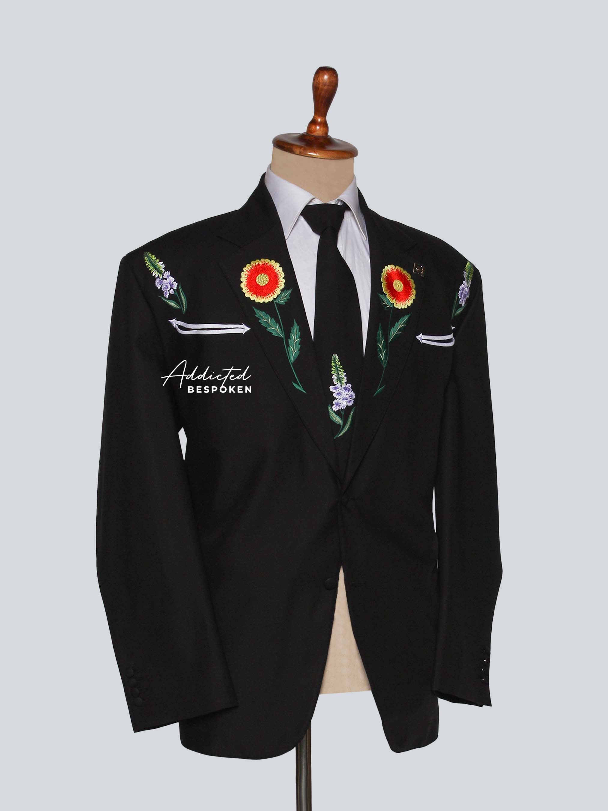 Luxury Floral Embroidered Suit Addicted Bespoken