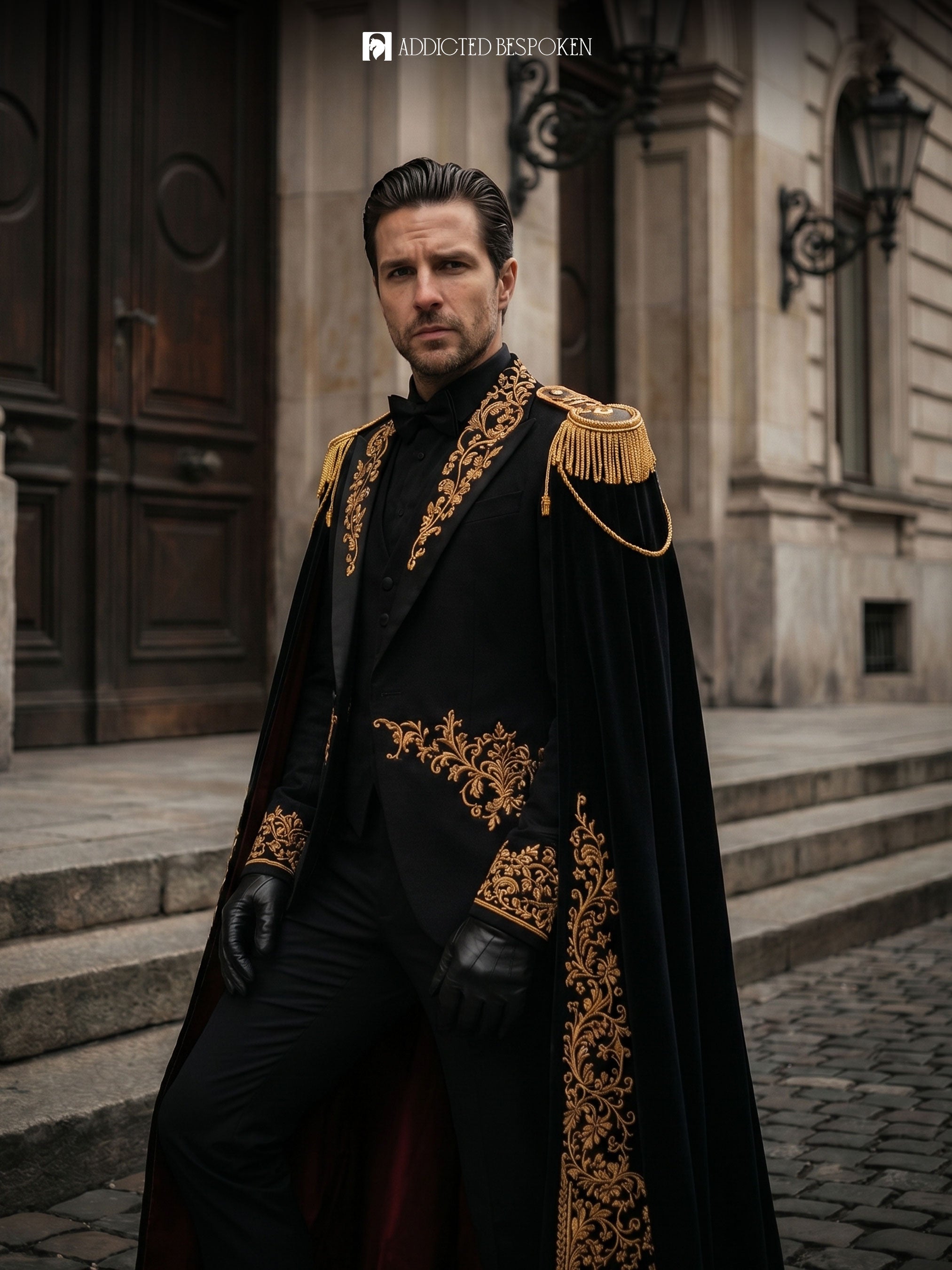 Black Gothic Suit with Cape Addicted Bespoken